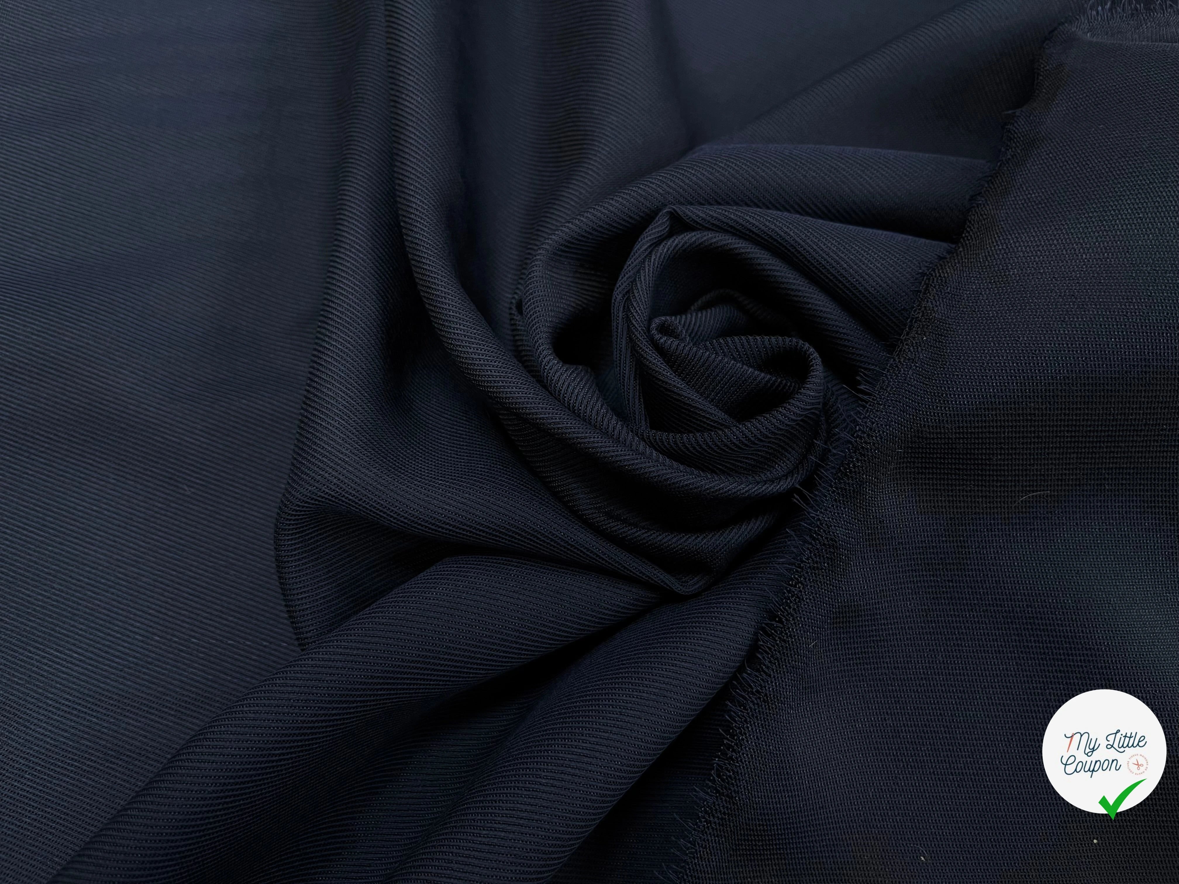 TOILE STRIÉE 60% VISCOSE BLEU MARINE - My Little Coupon
