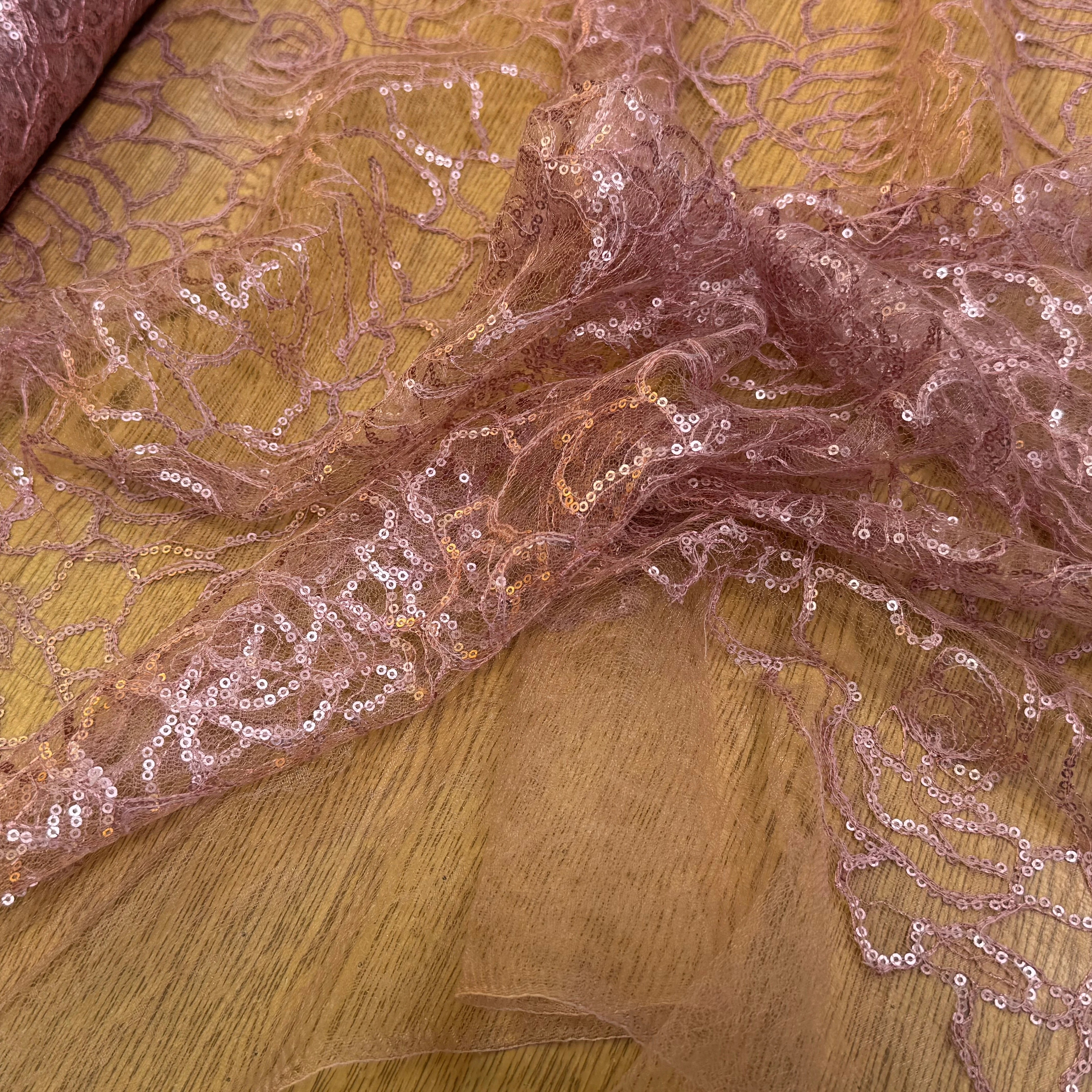 TULLE SÉQUIN VIEUX ROSE - My Little Coupon