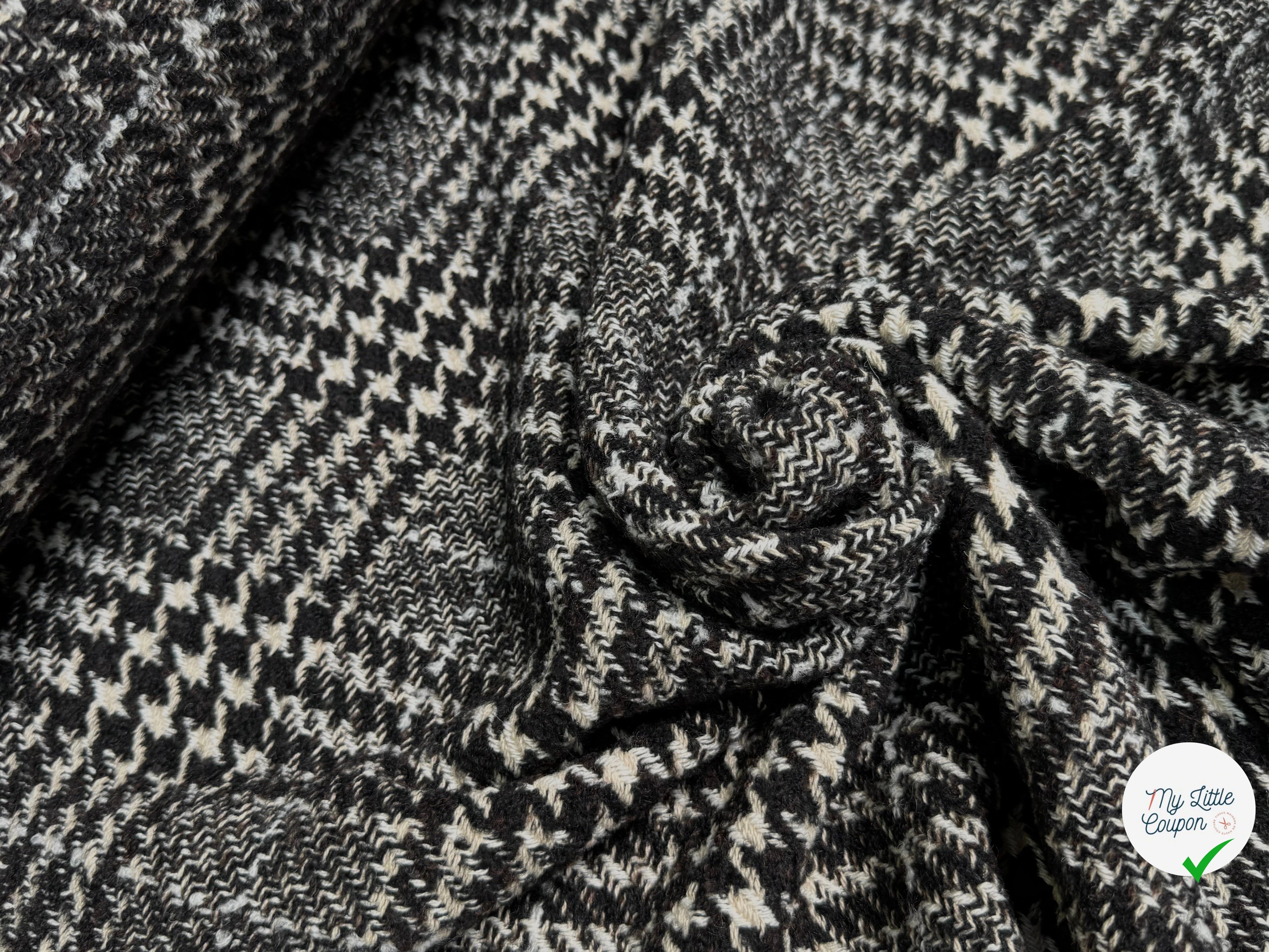 TWEED BLOUCLETTE TEXQUEBEC 25% LAINE NOIRBLANC PIED DE COQ - My Little Coupon