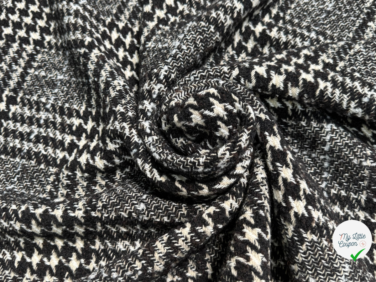 TWEED BLOUCLETTE TEXQUEBEC 25% LAINE NOIRBLANC PIED DE COQ - My Little Coupon