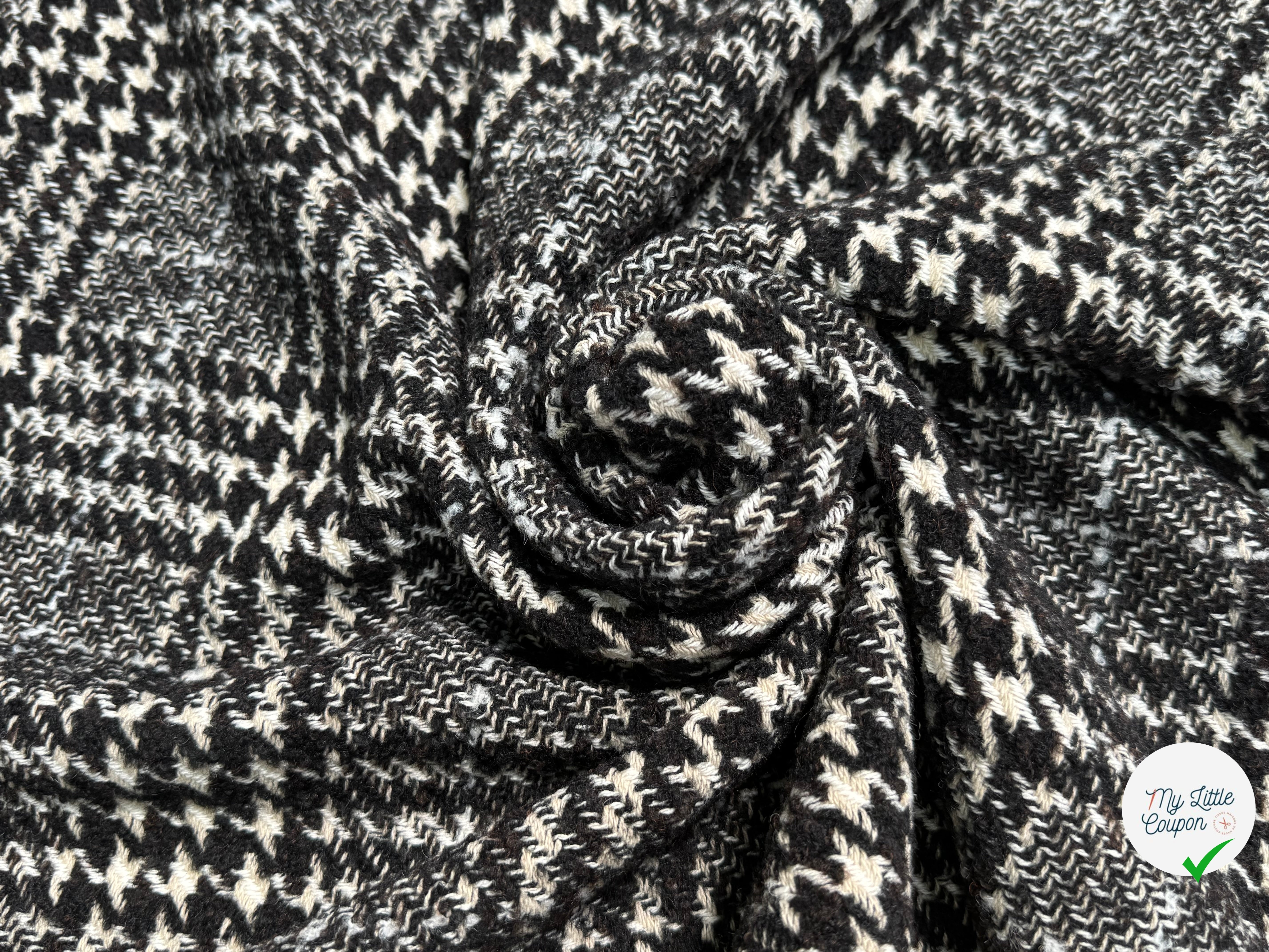 TWEED BLOUCLETTE TEXQUEBEC 25% LAINE NOIRBLANC PIED DE COQ - My Little Coupon