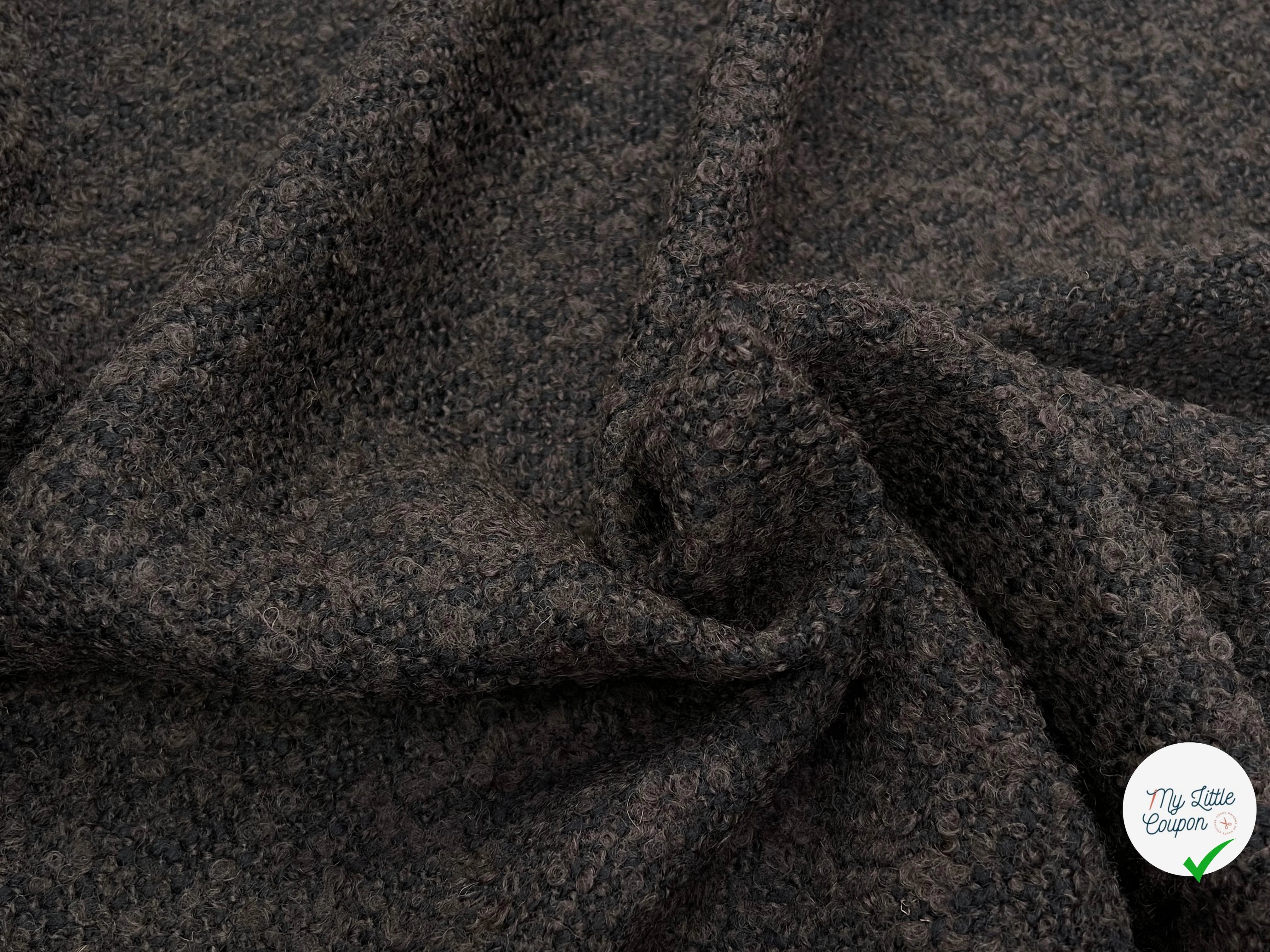 TWEED BOUCLETTE 100% LAINE MARRON - My Little Coupon