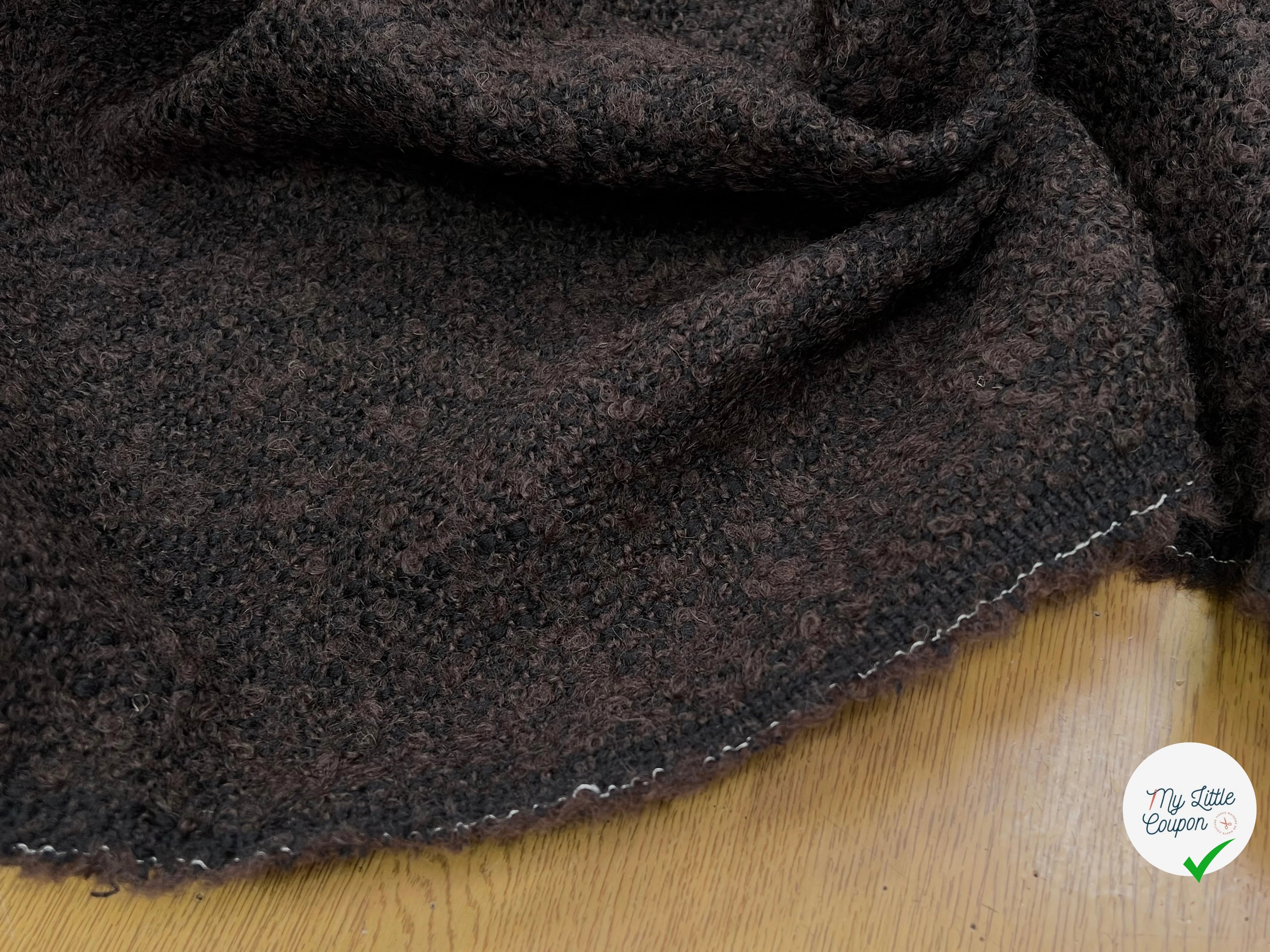 TWEED BOUCLETTE 100% LAINE MARRON - My Little Coupon