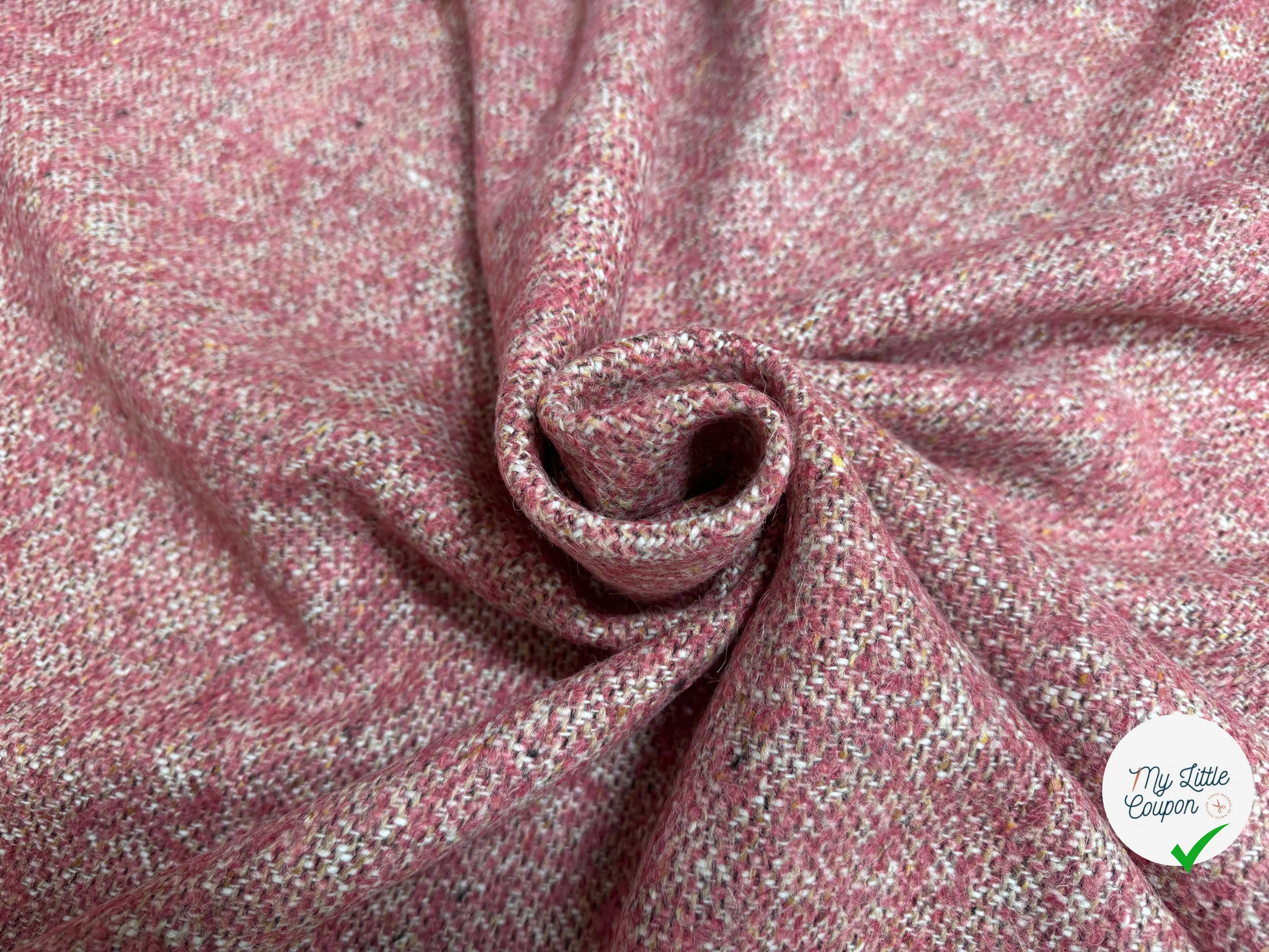 TWEED BOUCLETTE 100% LAINE ROSE CHIC TAILLEUR - My Little Coupon