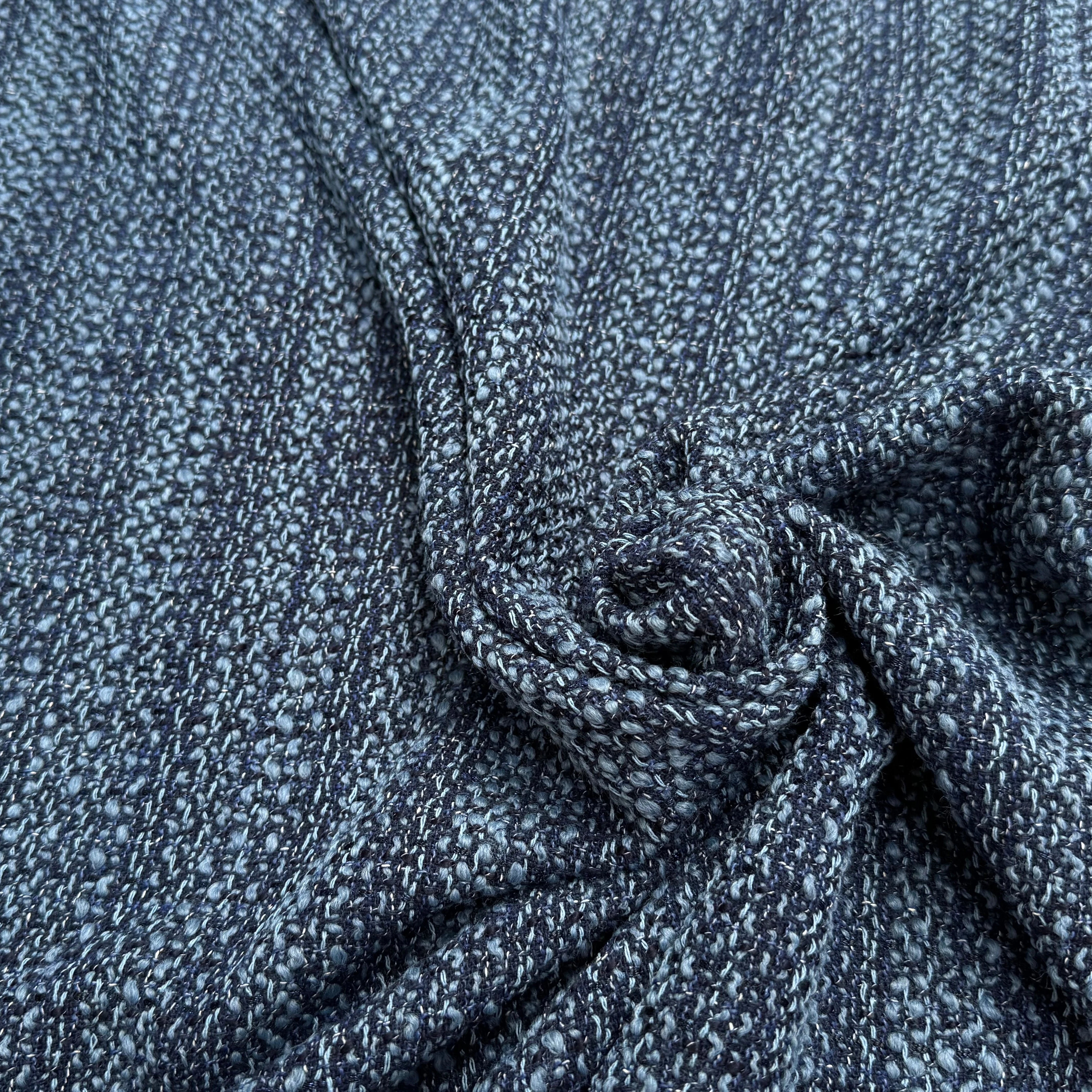 TWEED BOUCLETTE 30% LAINE BLEU DENIM - My Little Coupon