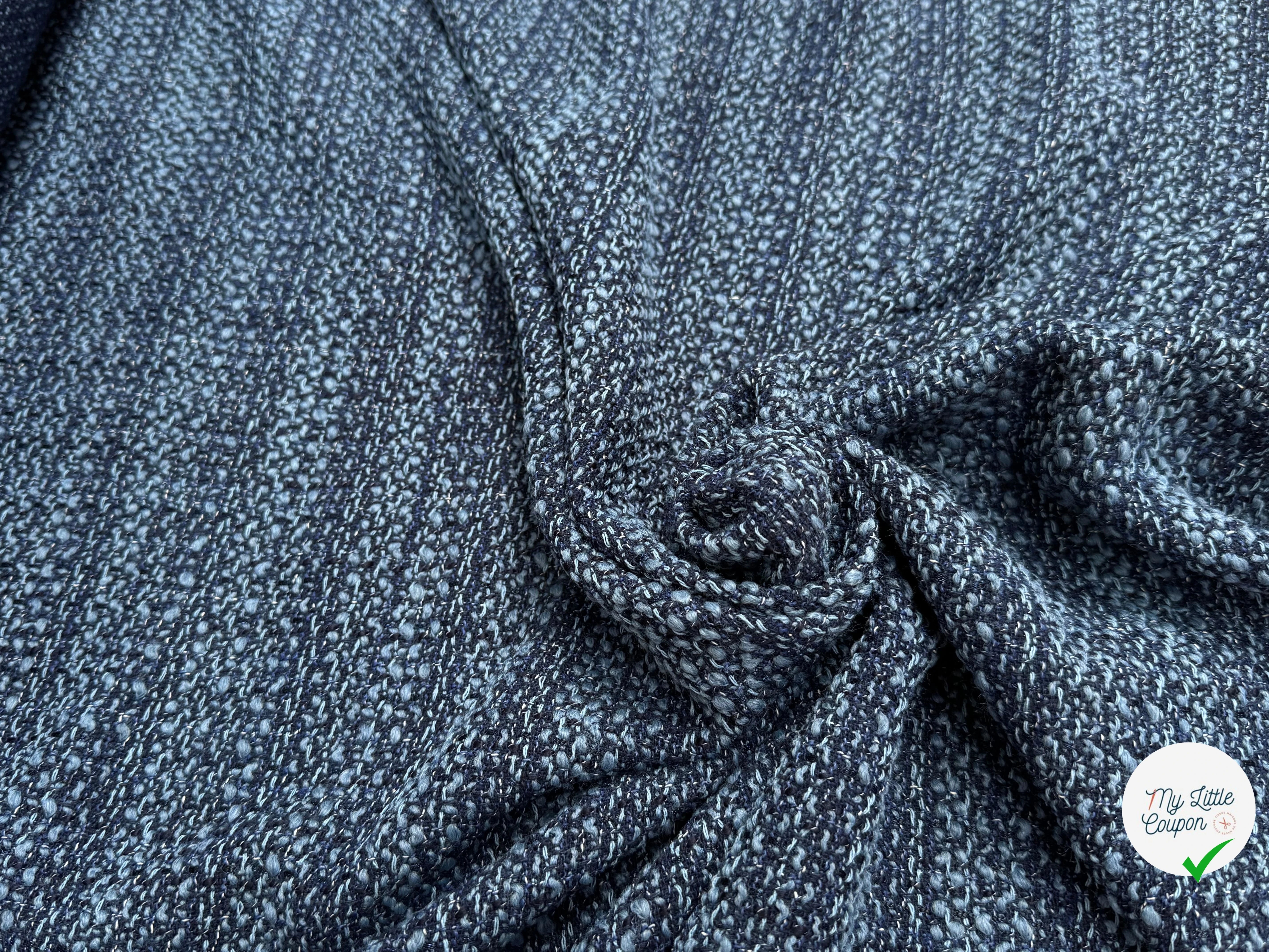 TWEED BOUCLETTE 30% LAINE BLEU DENIM - My Little Coupon