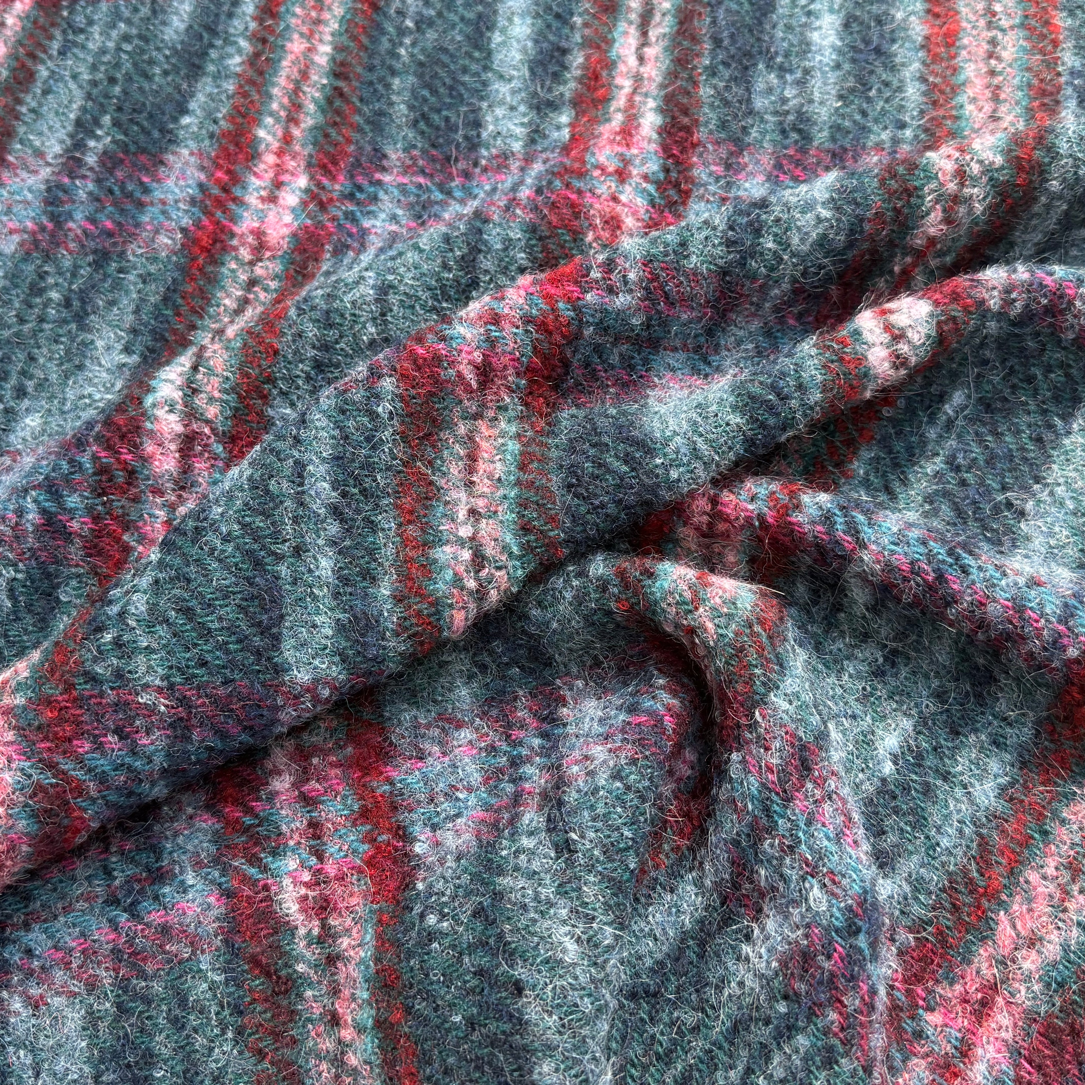 TWEED BOUCLETTE 56% LAINE BLEU À CARREAUX GIOVIXEN - My Little Coupon