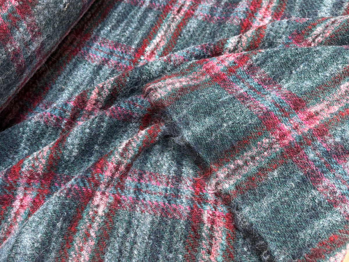 TWEED BOUCLETTE 56% LAINE BLEU À CARREAUX GIOVIXEN - My Little Coupon
