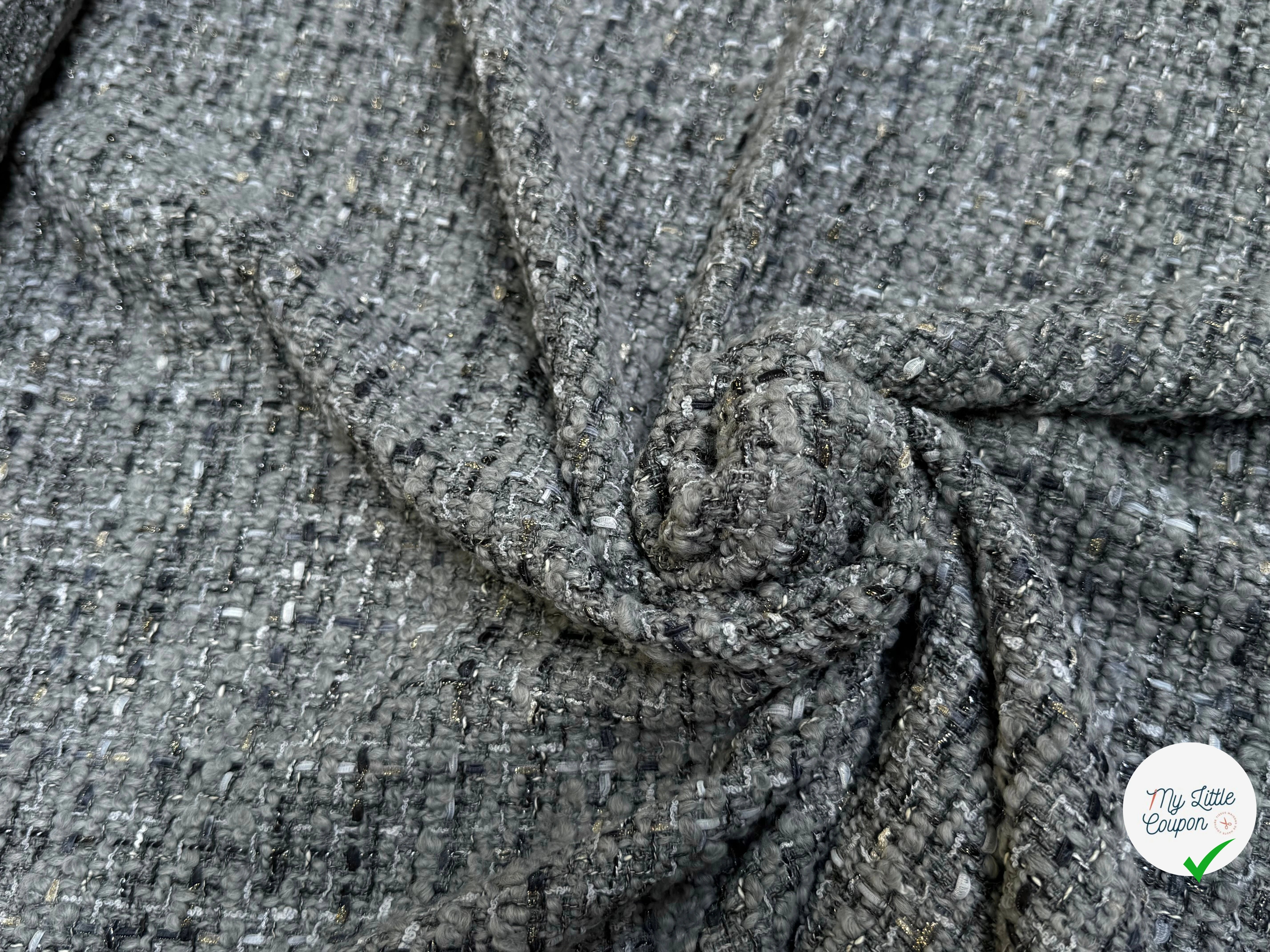 TWEED BOUCLETTE 75% LAINE TRÈS BEAU GRIS - My Little Coupon
