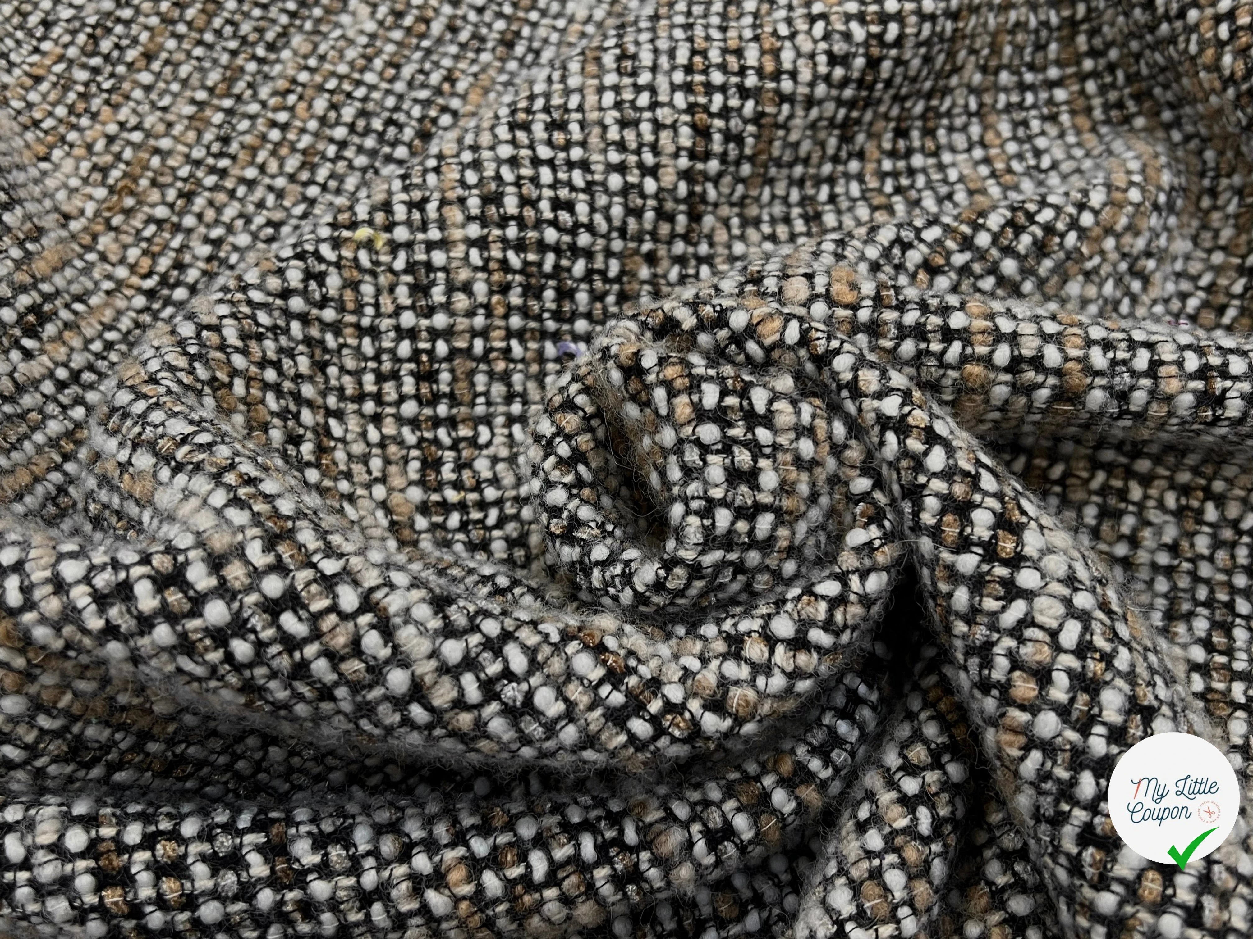 TWEED BOUCLETTE BEIGE MARRON NOIR 90% LAINE - My Little Coupon