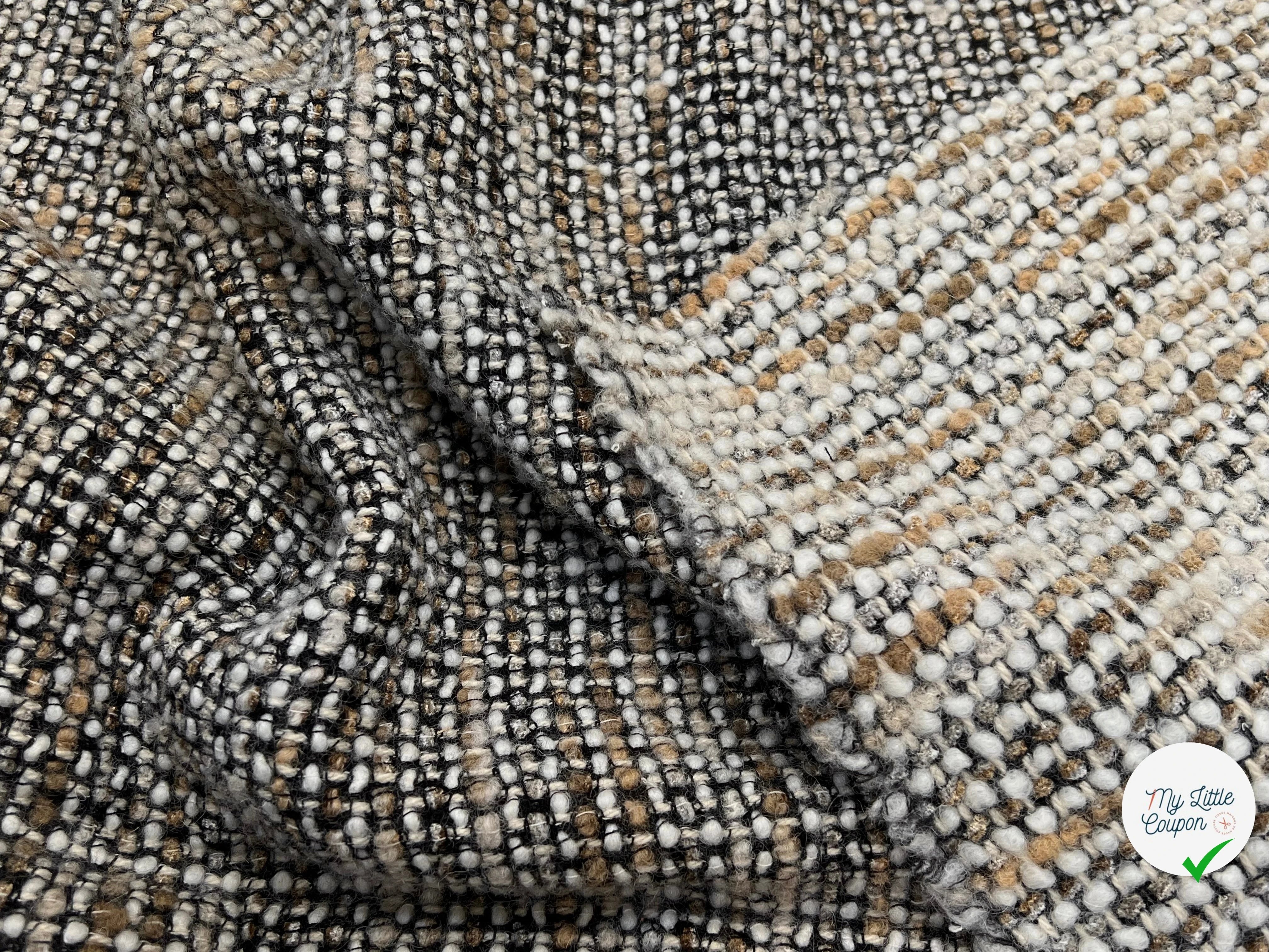 TWEED BOUCLETTE BEIGE MARRON NOIR 90% LAINE - My Little Coupon