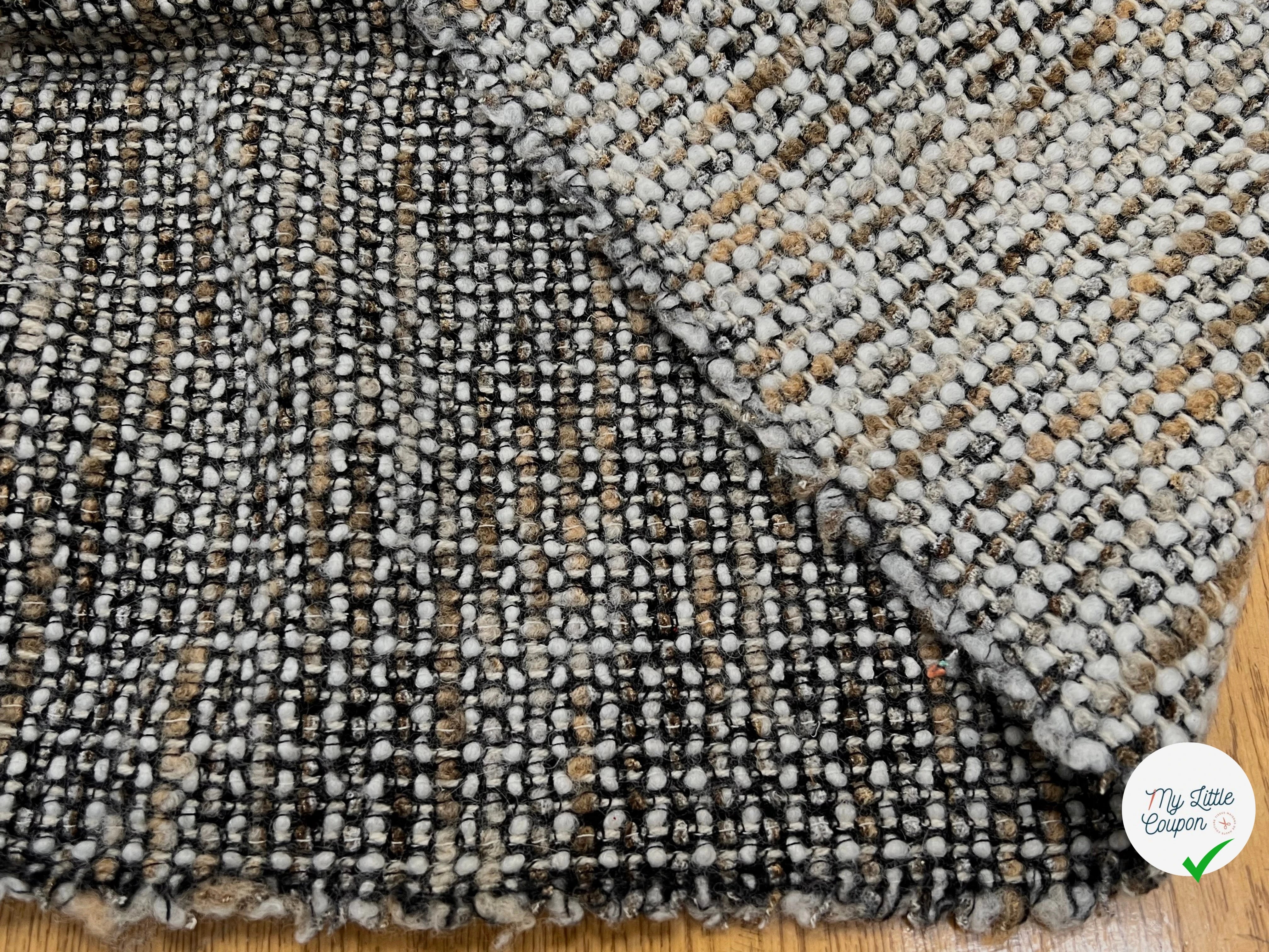 TWEED BOUCLETTE BEIGE MARRON NOIR 90% LAINE - My Little Coupon