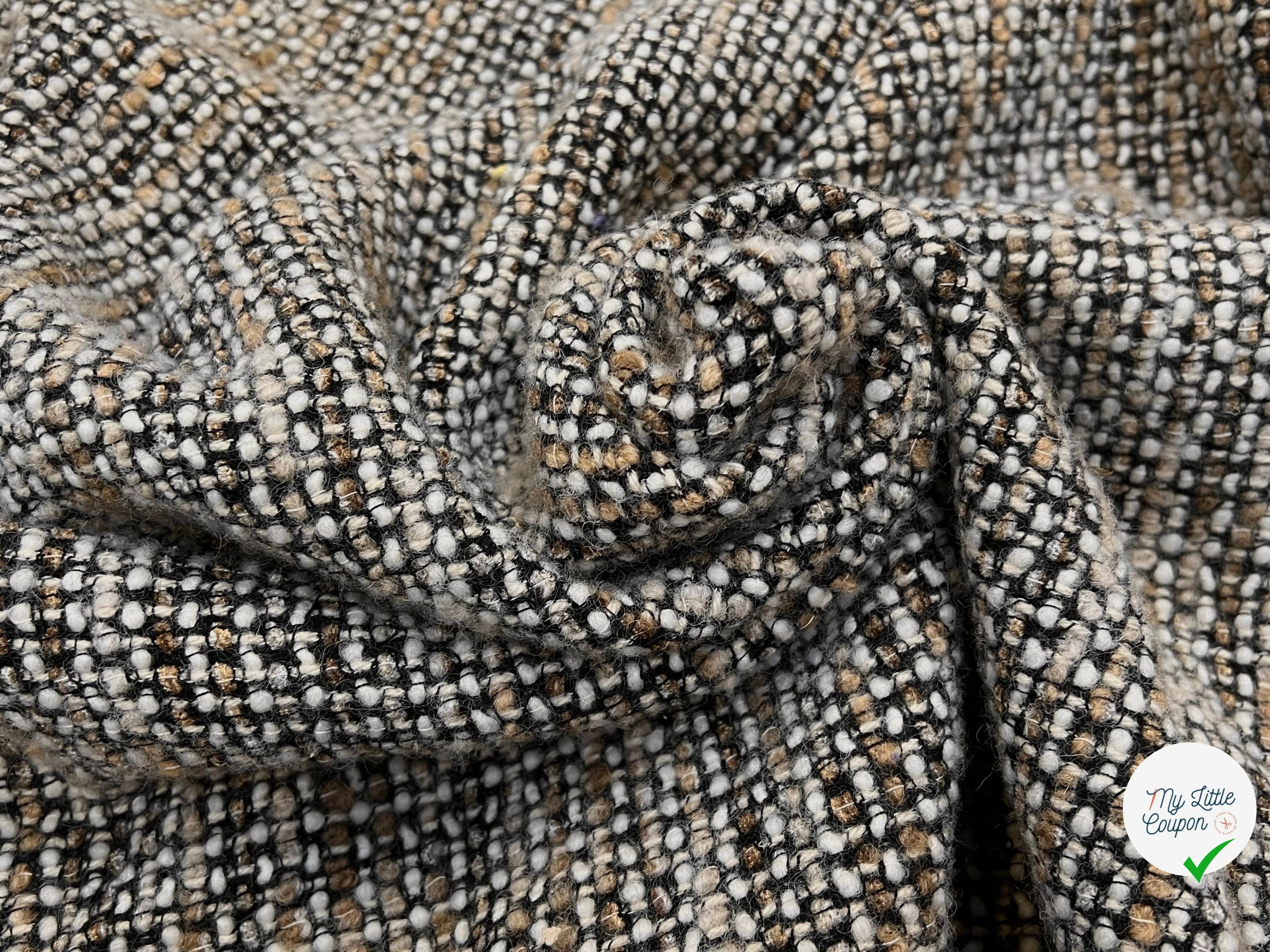 TWEED BOUCLETTE BEIGE MARRON NOIR 90% LAINE - My Little Coupon