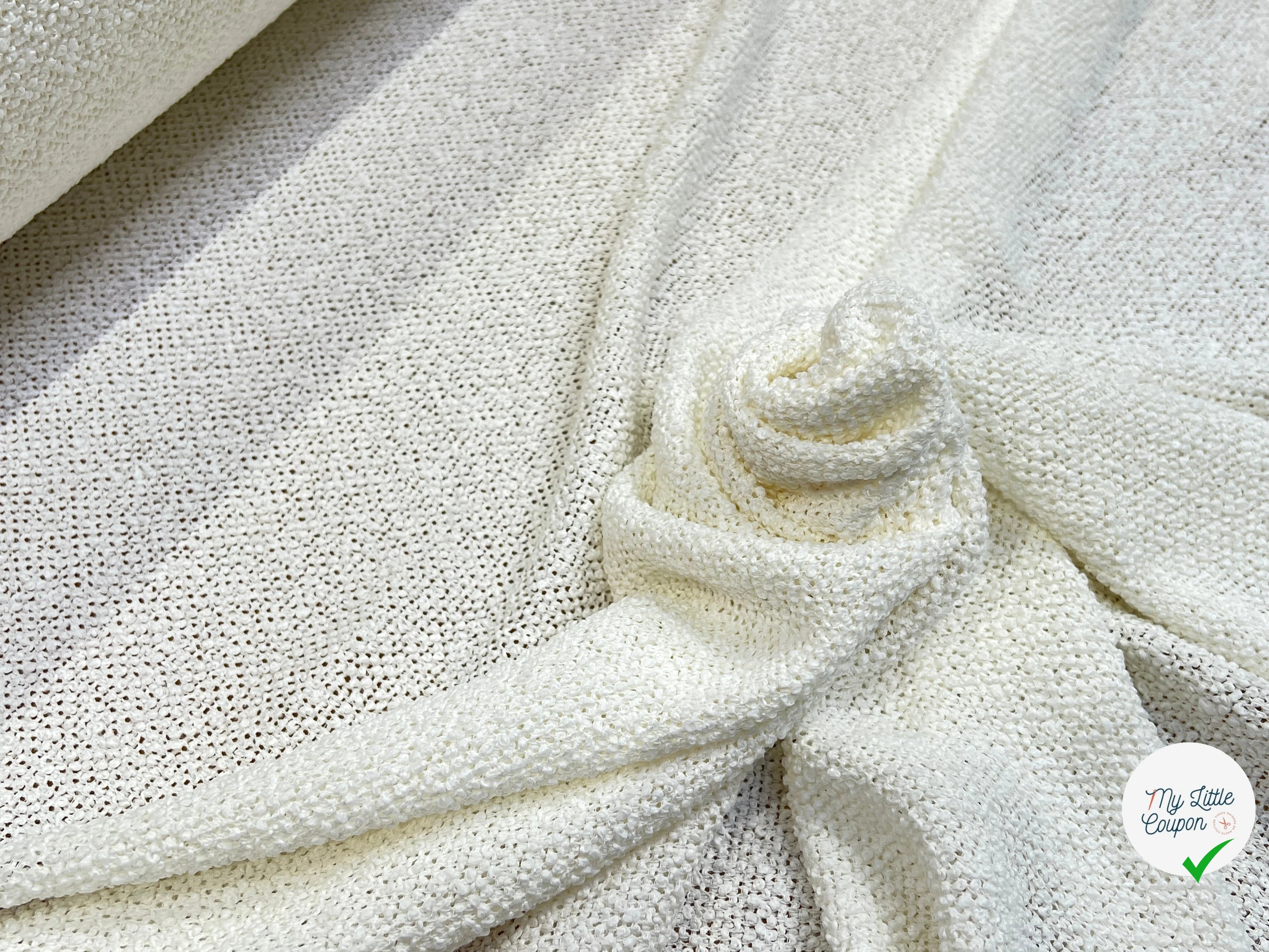 TWEED BOUCLETTE BLANC 100% COTON - My Little Coupon