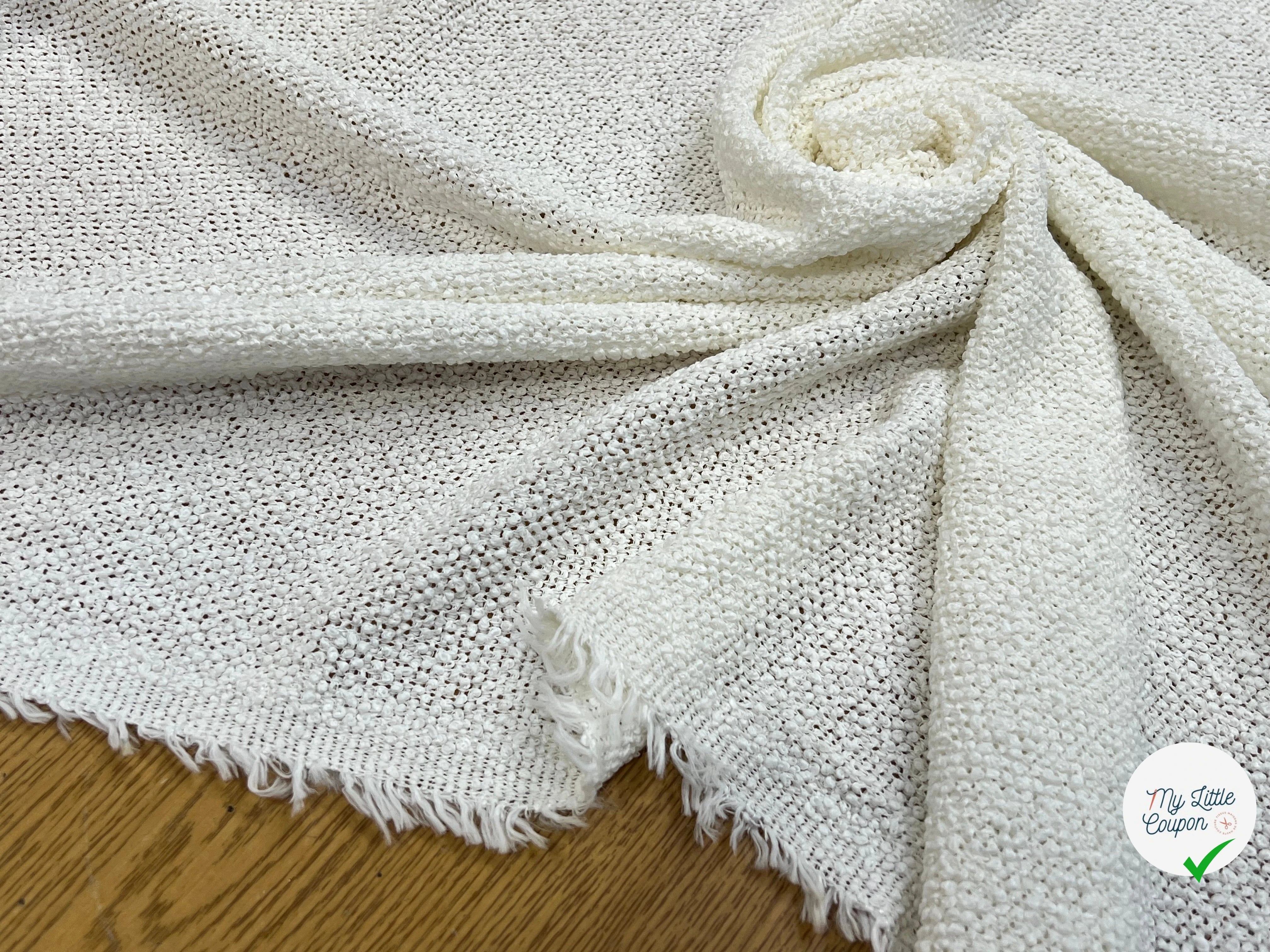 TWEED BOUCLETTE BLANC 100% COTON - My Little Coupon