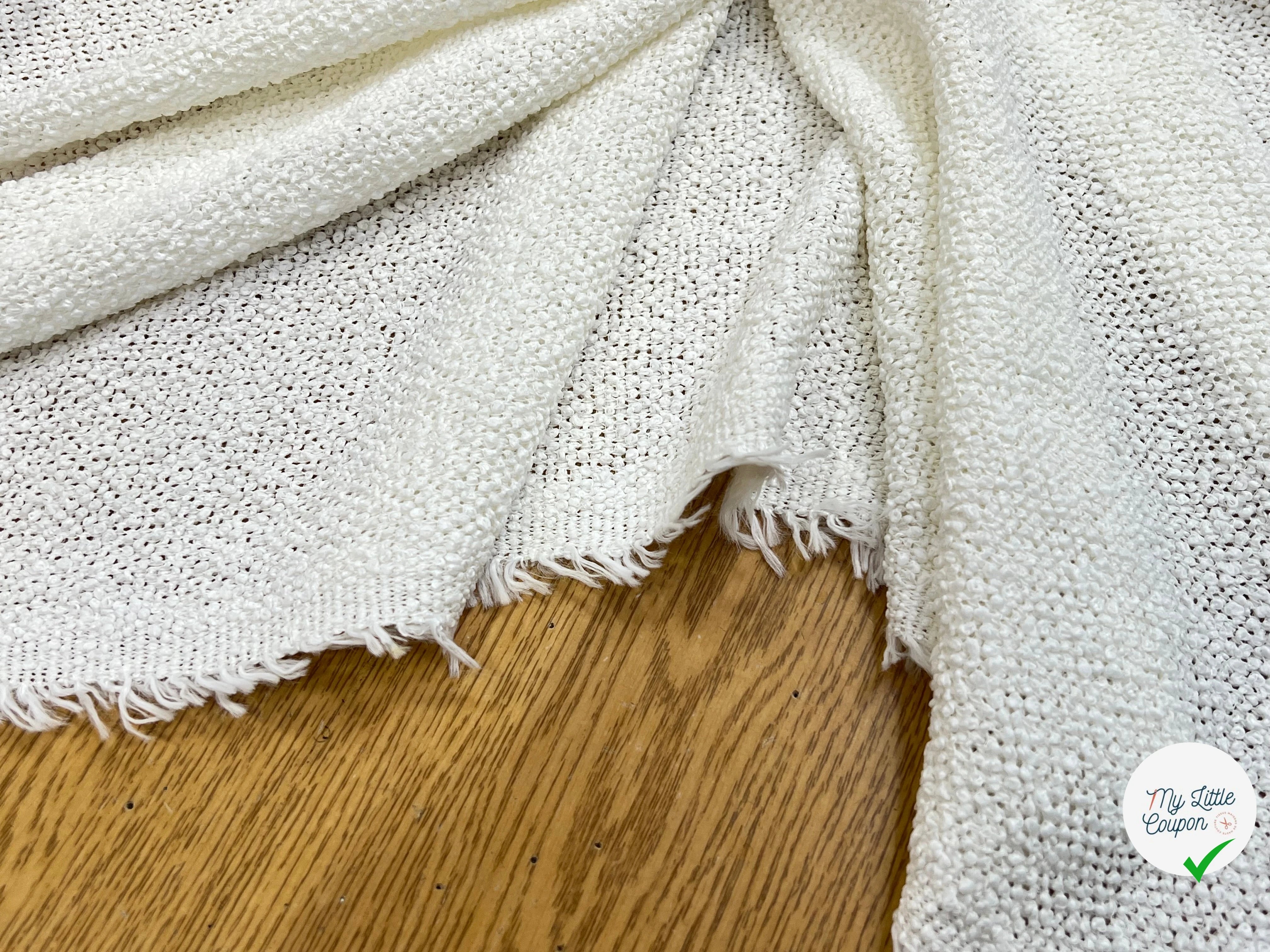 TWEED BOUCLETTE BLANC 100% COTON - My Little Coupon