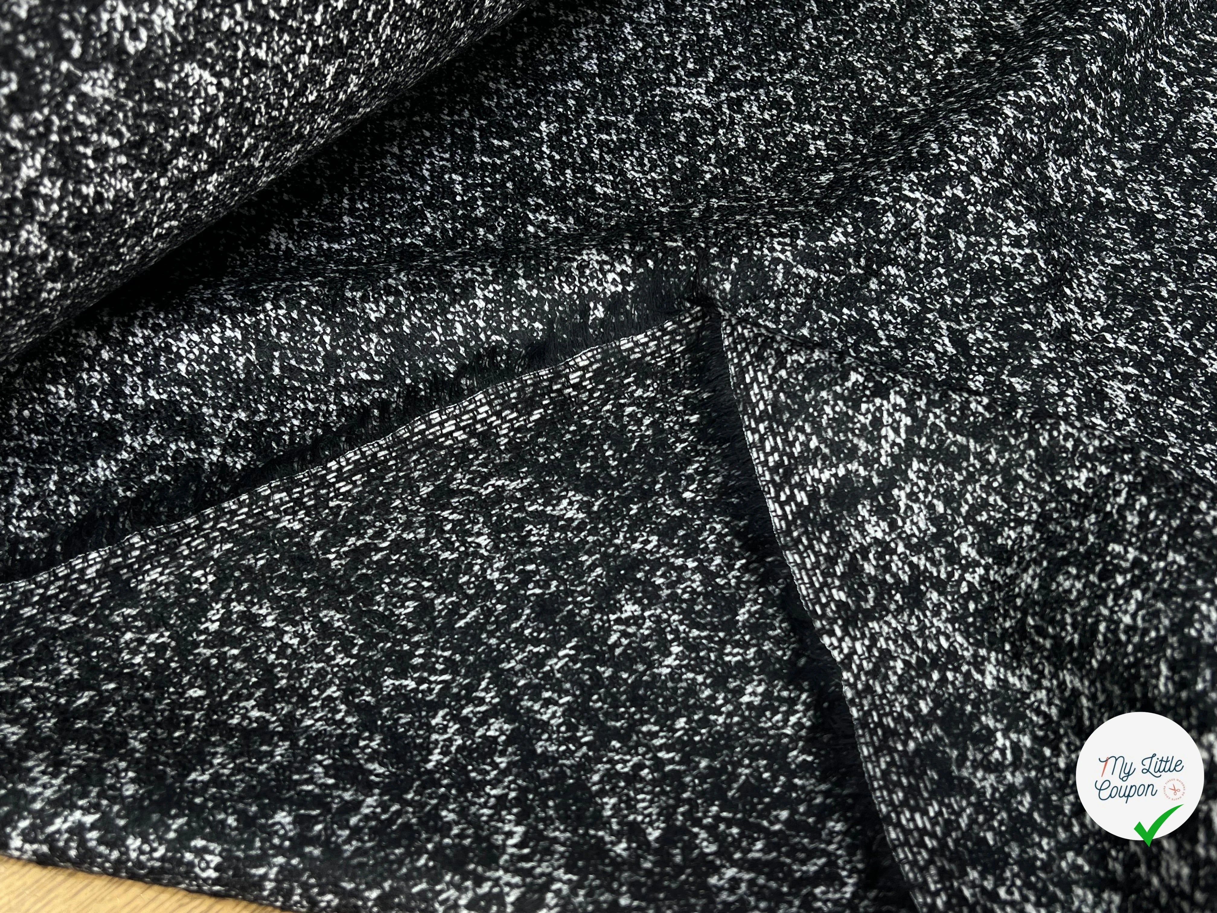 TWEED BOUCLETTE CHINÉ BLANC NOIR 100% LAINE - My Little Coupon