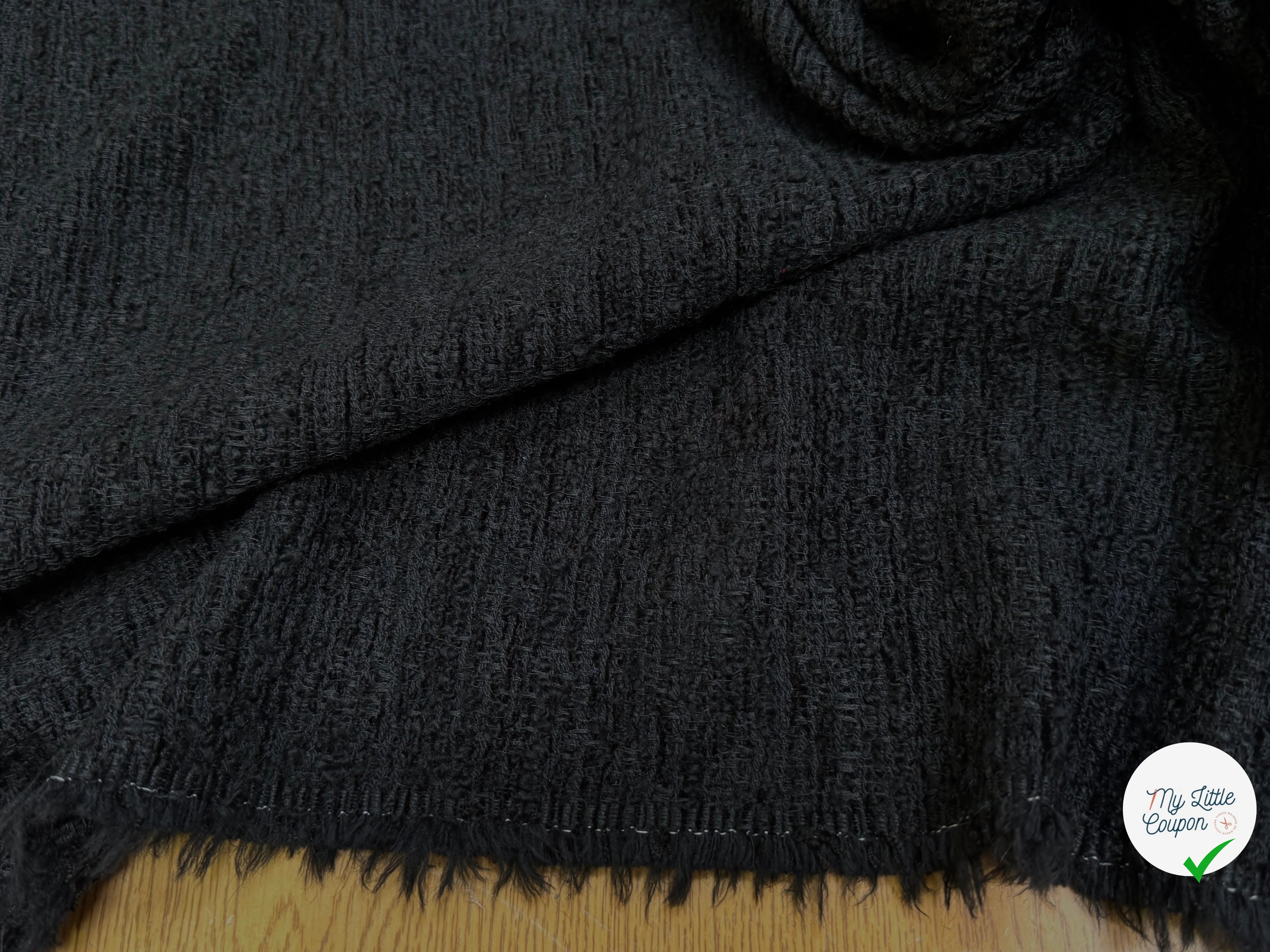 TWEED BOUCLETTE DE LAINE NOIR 80% LAINE CHIC - My Little Coupon