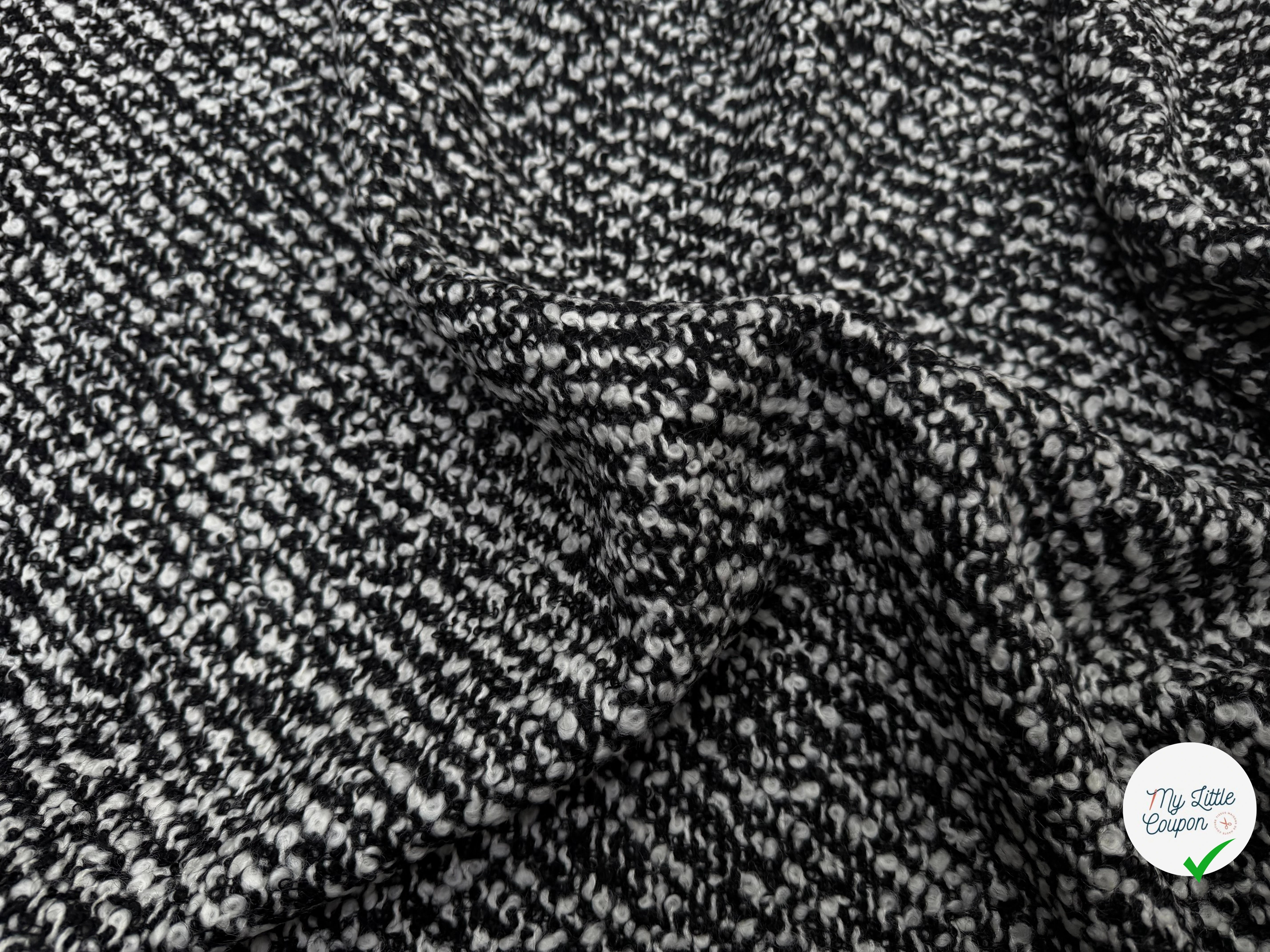 TWEED BOUCLETTE NOIR ET BLANC LAINE JAPON - My Little Coupon