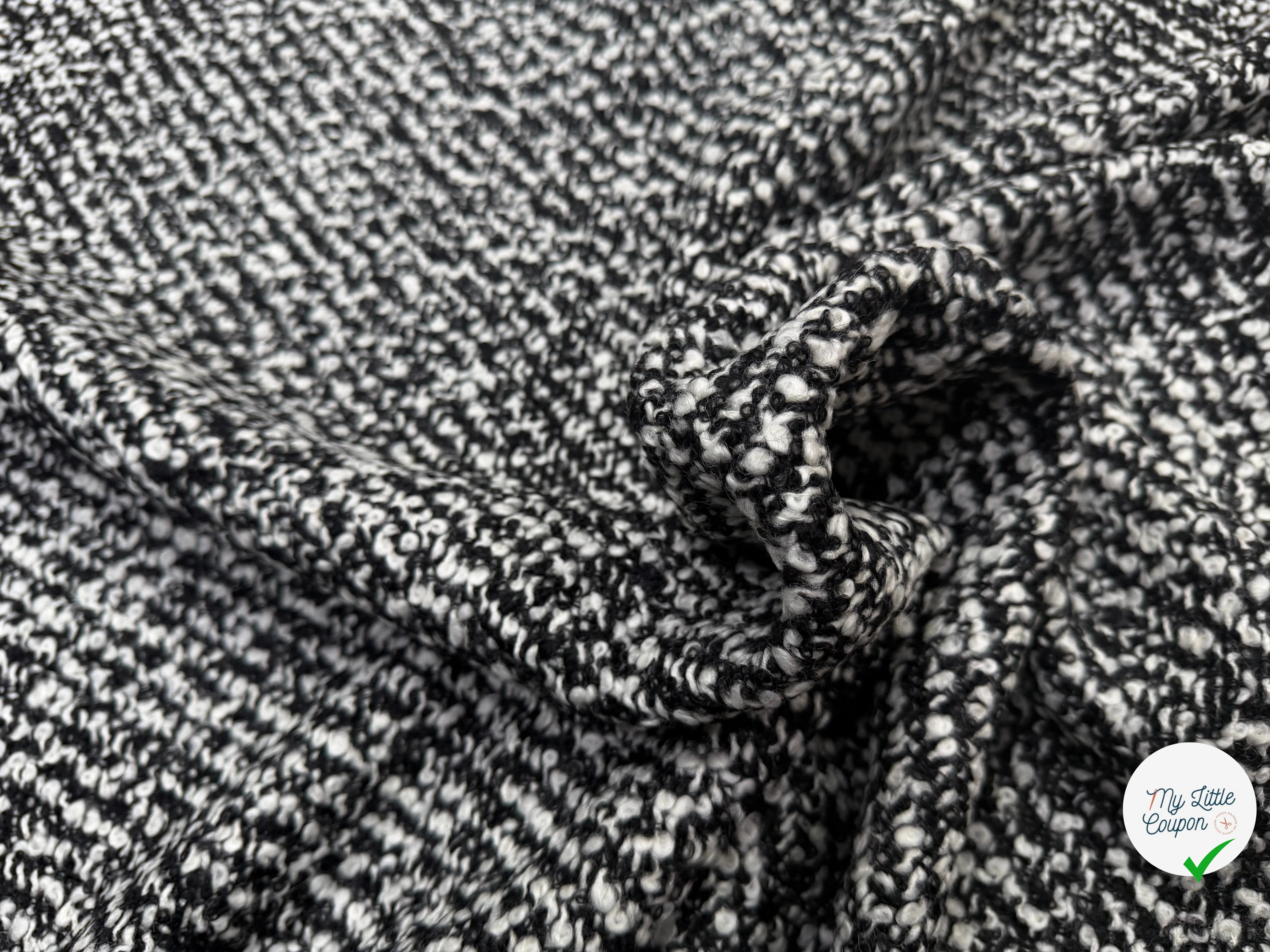 TWEED BOUCLETTE NOIR ET BLANC LAINE JAPON - My Little Coupon