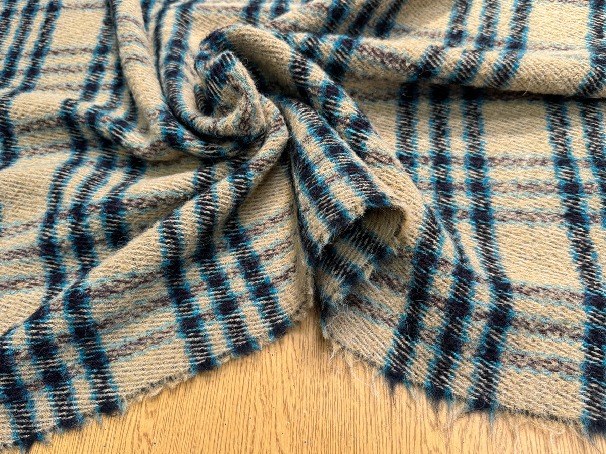 TWEED BOUCLETTE POLYLAINE SERGÉ 10% LAINE ALPAGA BEIGE - My Little Coupon