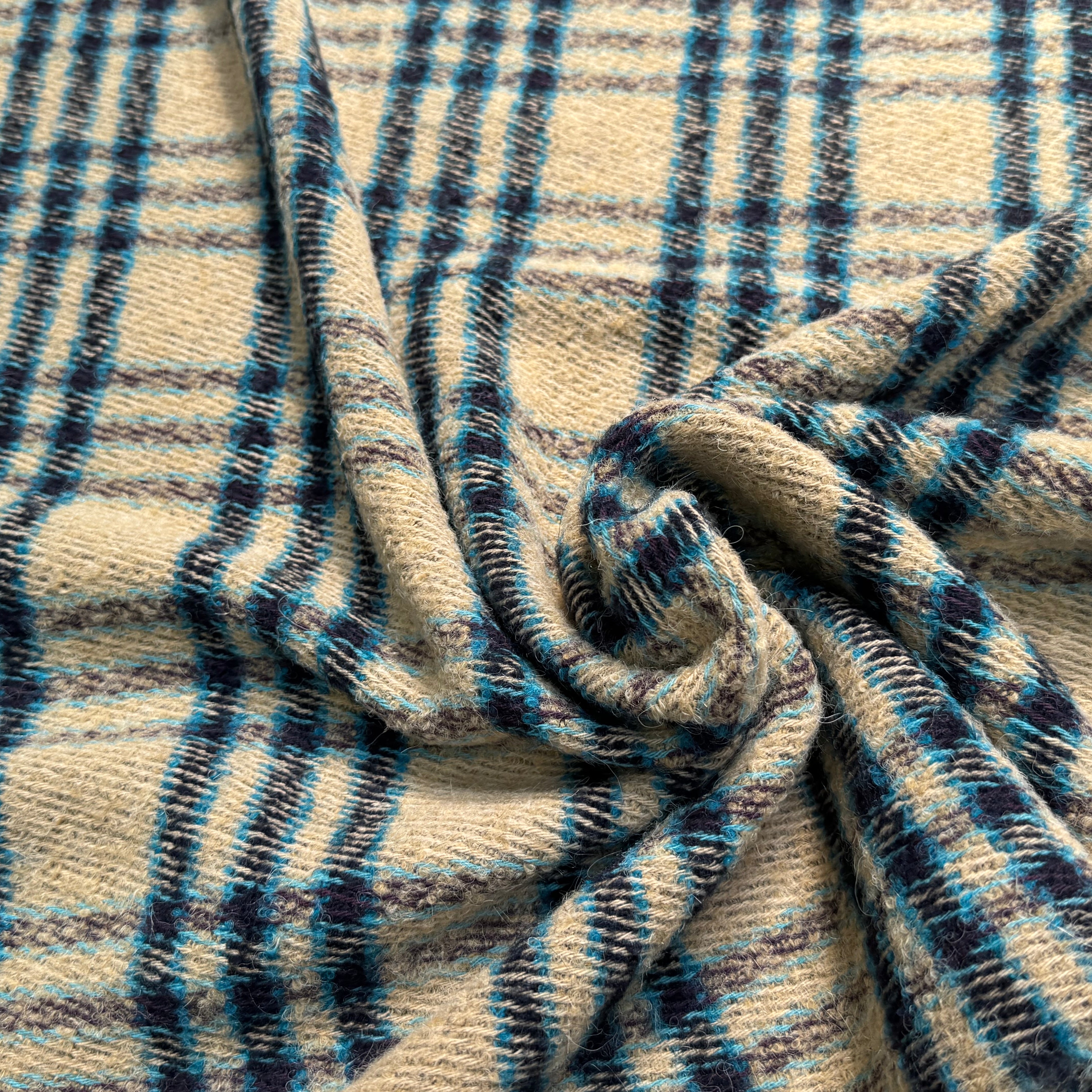 TWEED BOUCLETTE POLYLAINE SERGÉ 10% LAINE ALPAGA BEIGE - My Little Coupon