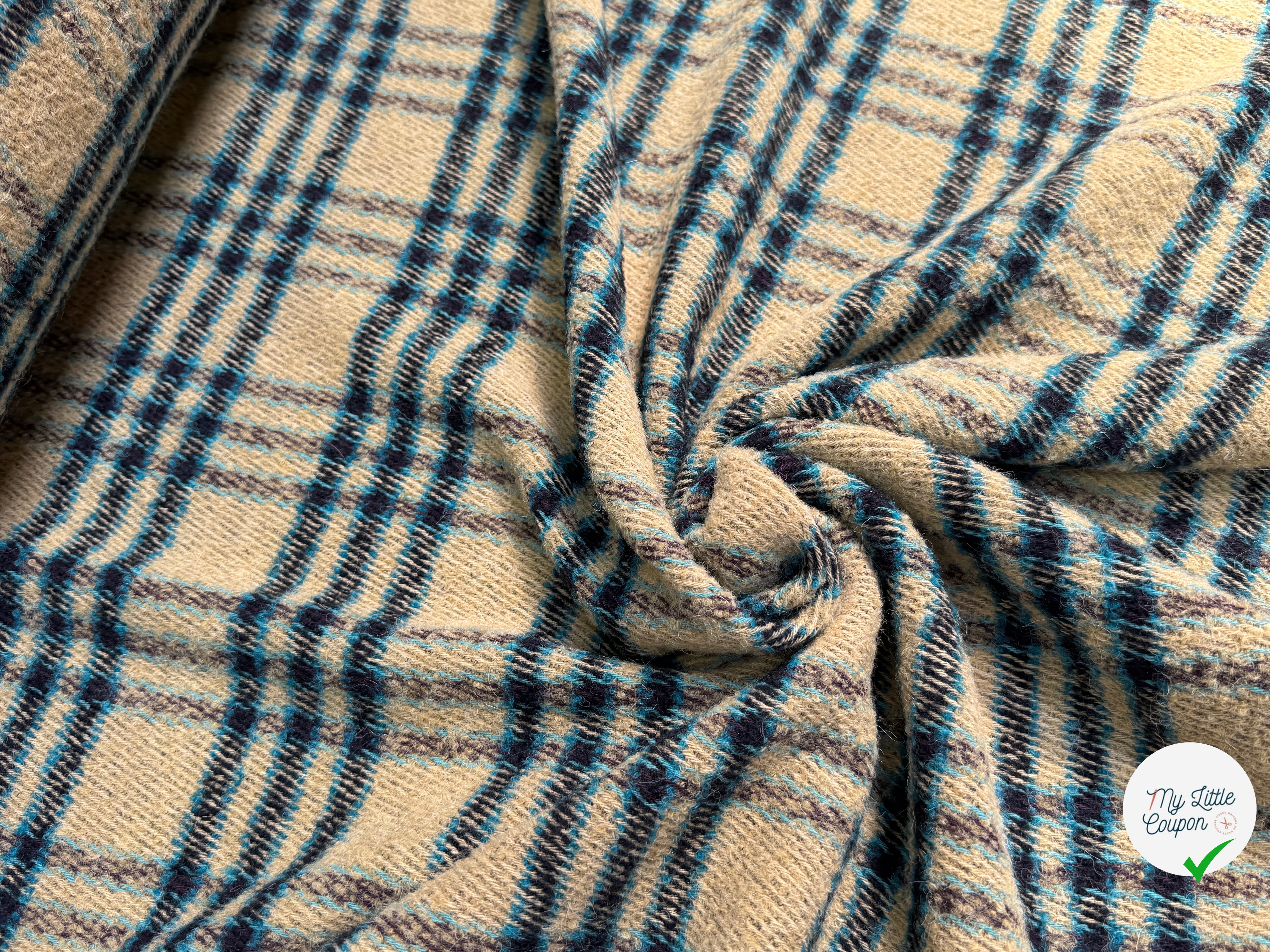 TWEED BOUCLETTE POLYLAINE SERGÉ 10% LAINE ALPAGA BEIGE - My Little Coupon
