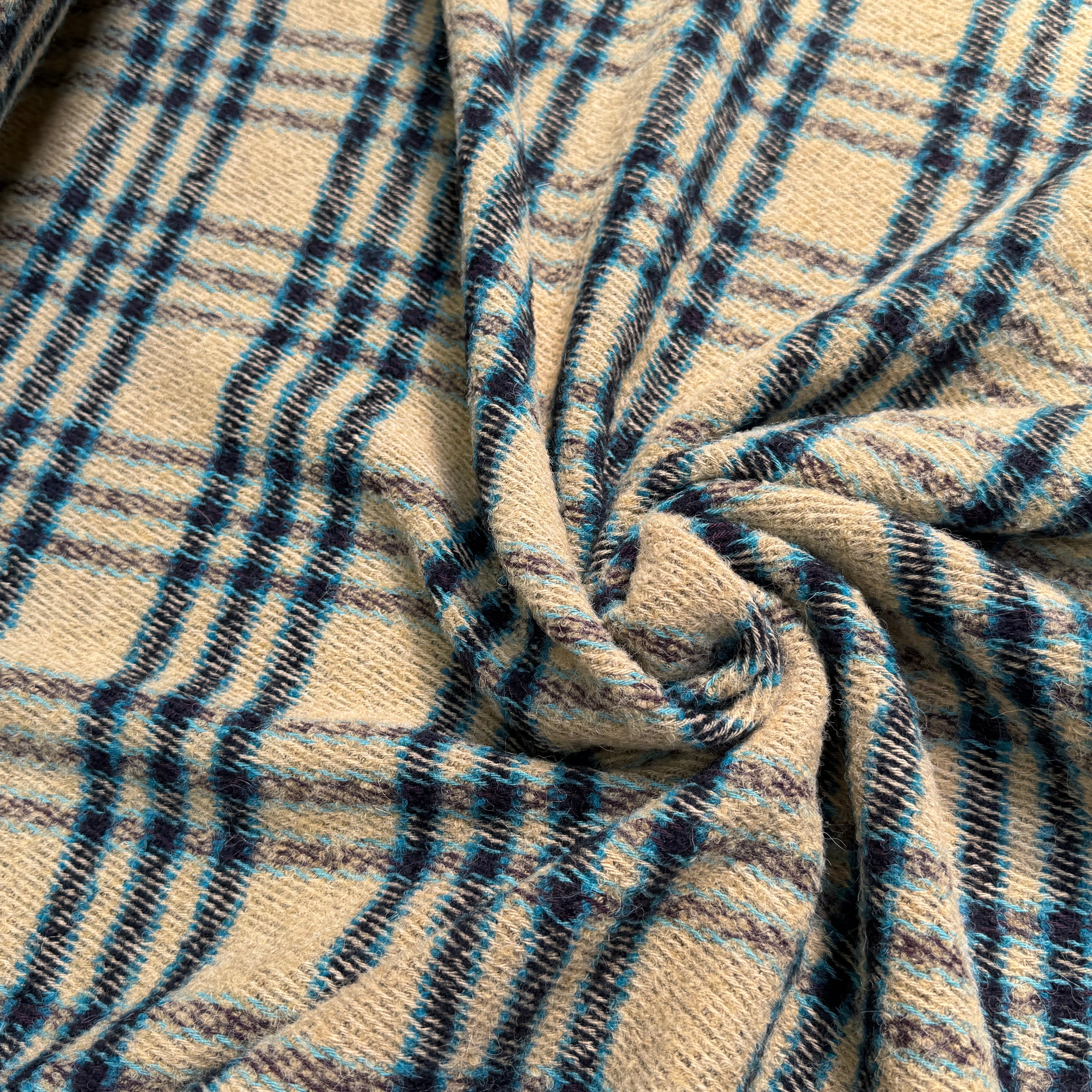 TWEED BOUCLETTE POLYLAINE SERGÉ 10% LAINE ALPAGA BEIGE - My Little Coupon