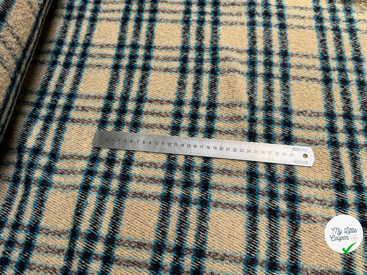 TWEED BOUCLETTE POLYLAINE SERGÉ 10% LAINE ALPAGA BEIGE - My Little Coupon