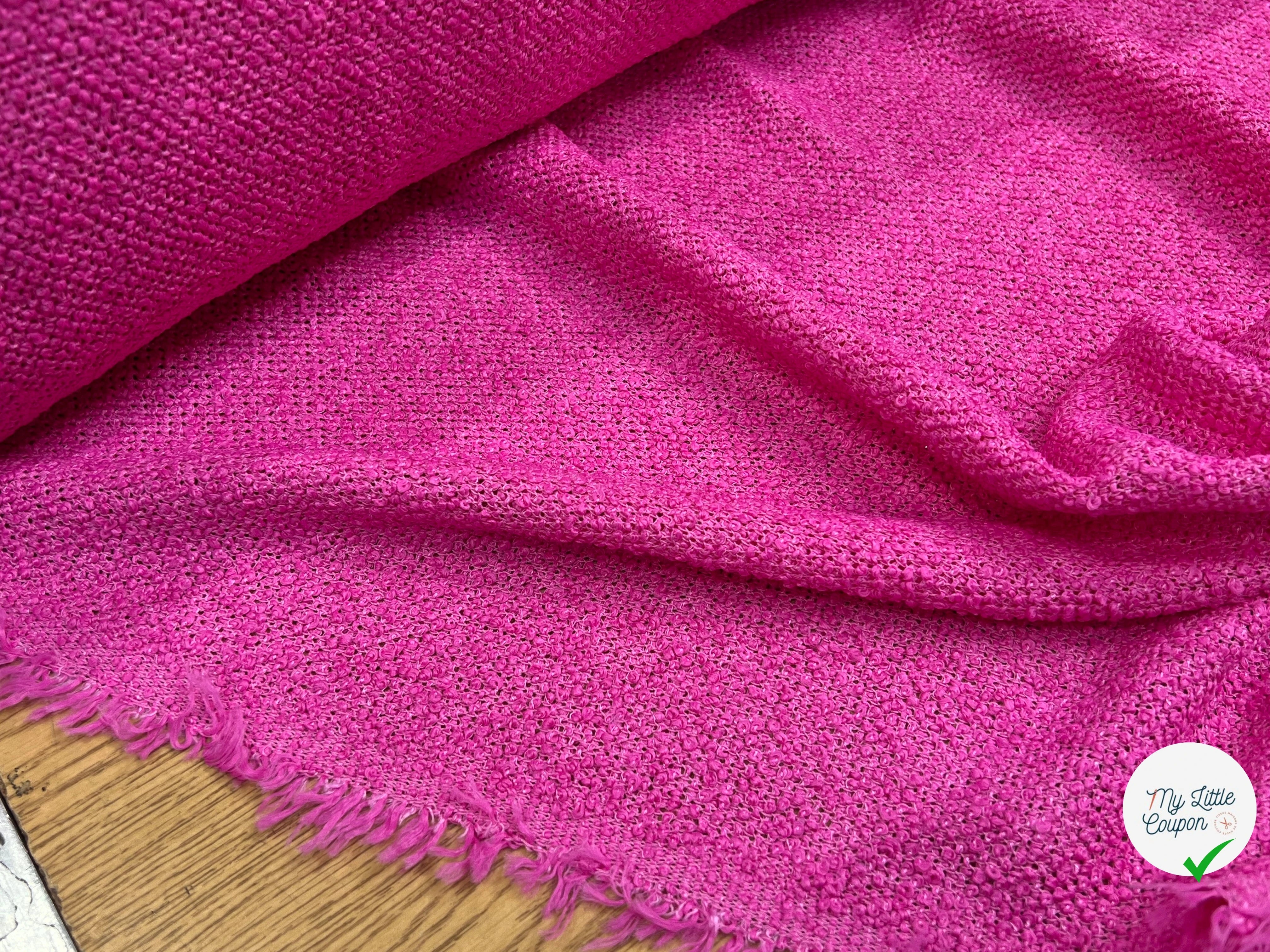 TWEED BOUCLETTE ROSE 100% COTON - My Little Coupon