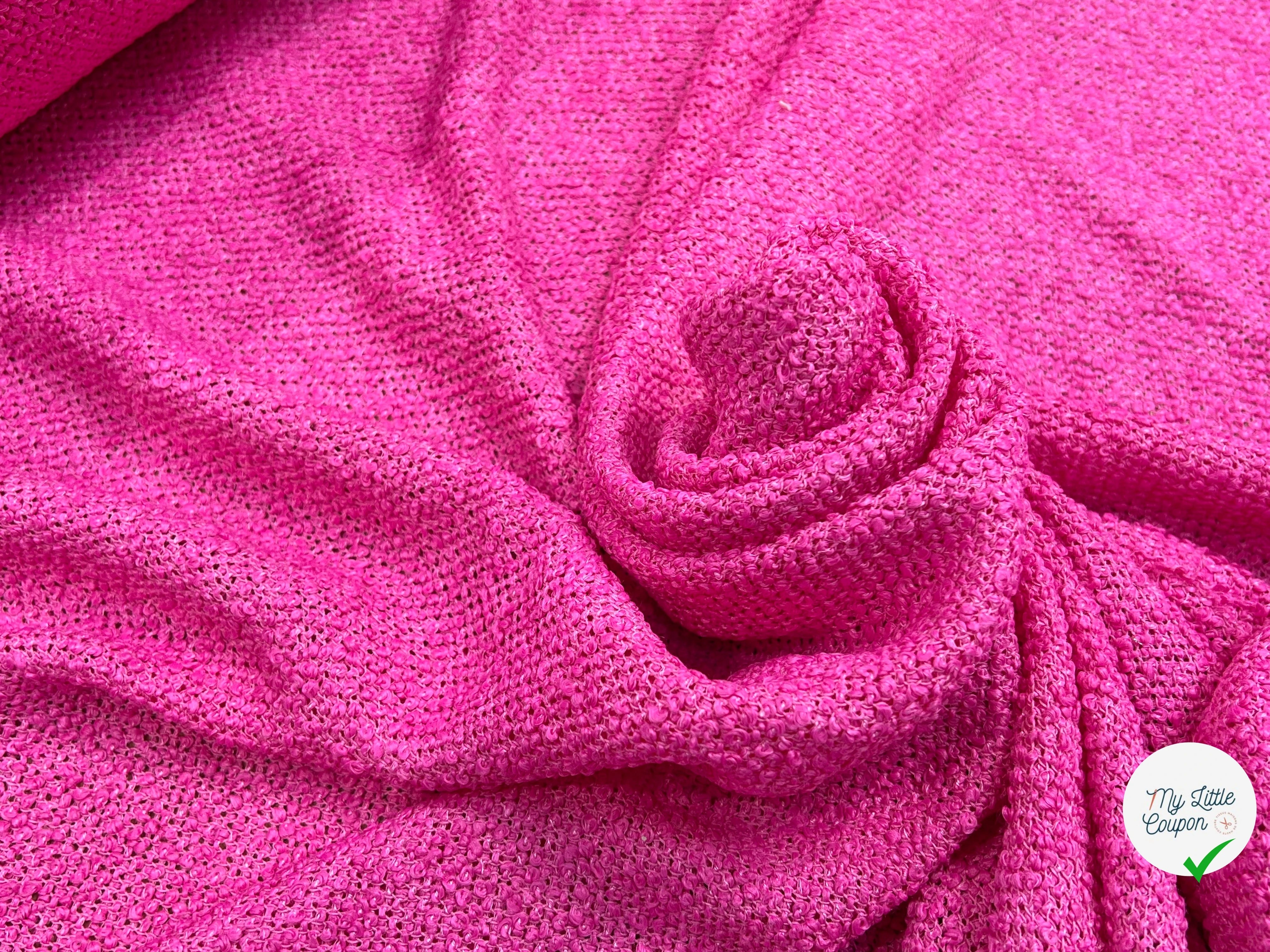 TWEED BOUCLETTE ROSE 100% COTON - My Little Coupon