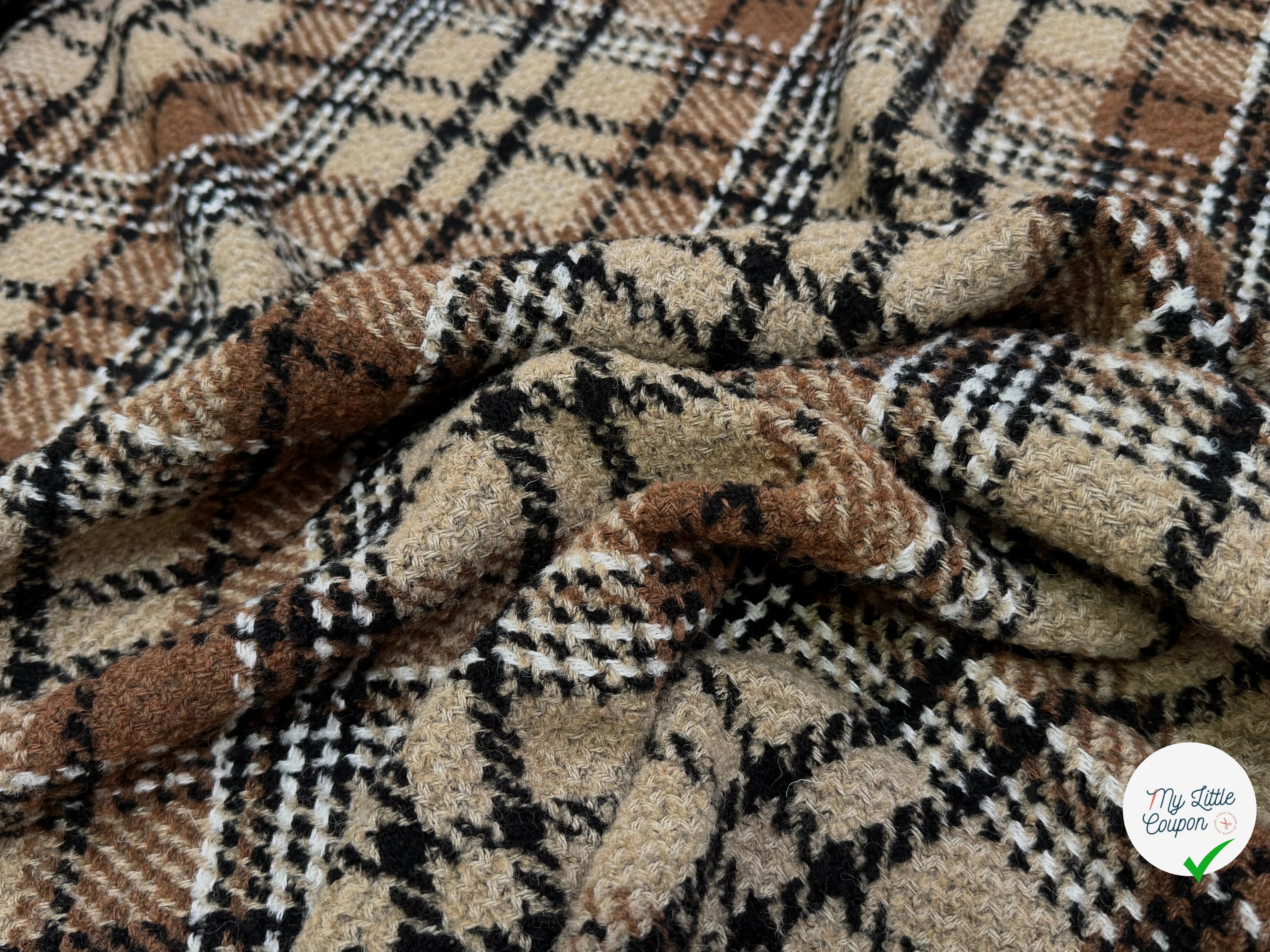 TWEED CHIC À CARREAUX ÉCOSSAIS CAMEL ET BEURRE SALÉ - My Little Coupon
