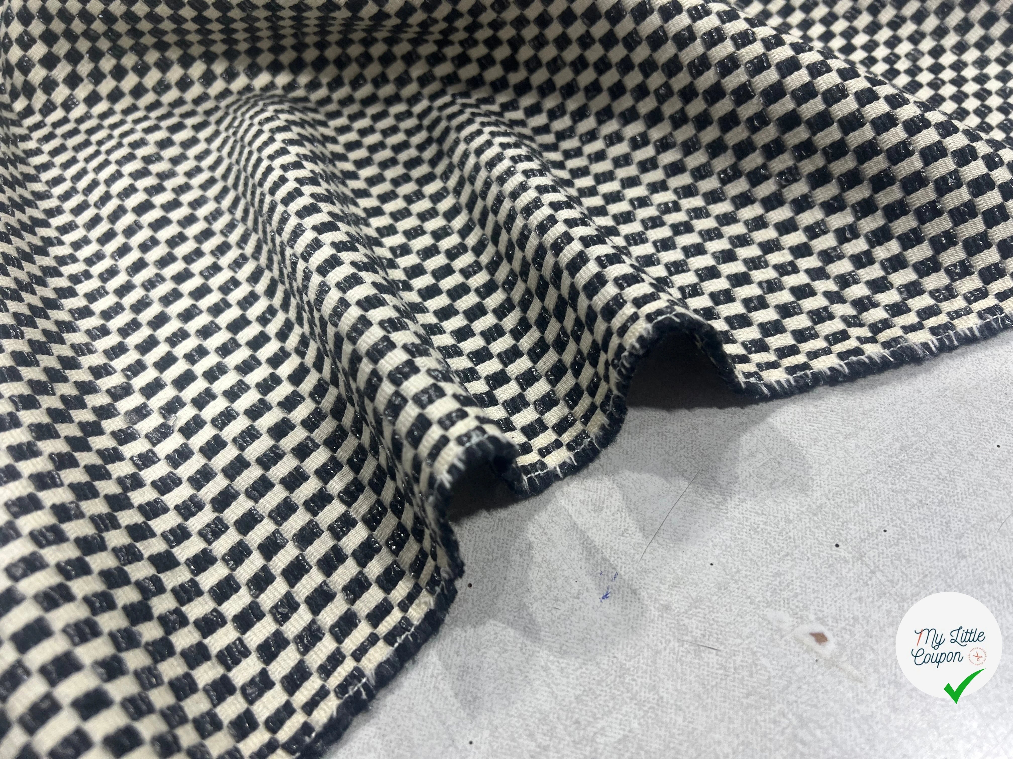 TWEED COTON CARREAUX BLANC & NOIR - My Little Coupon