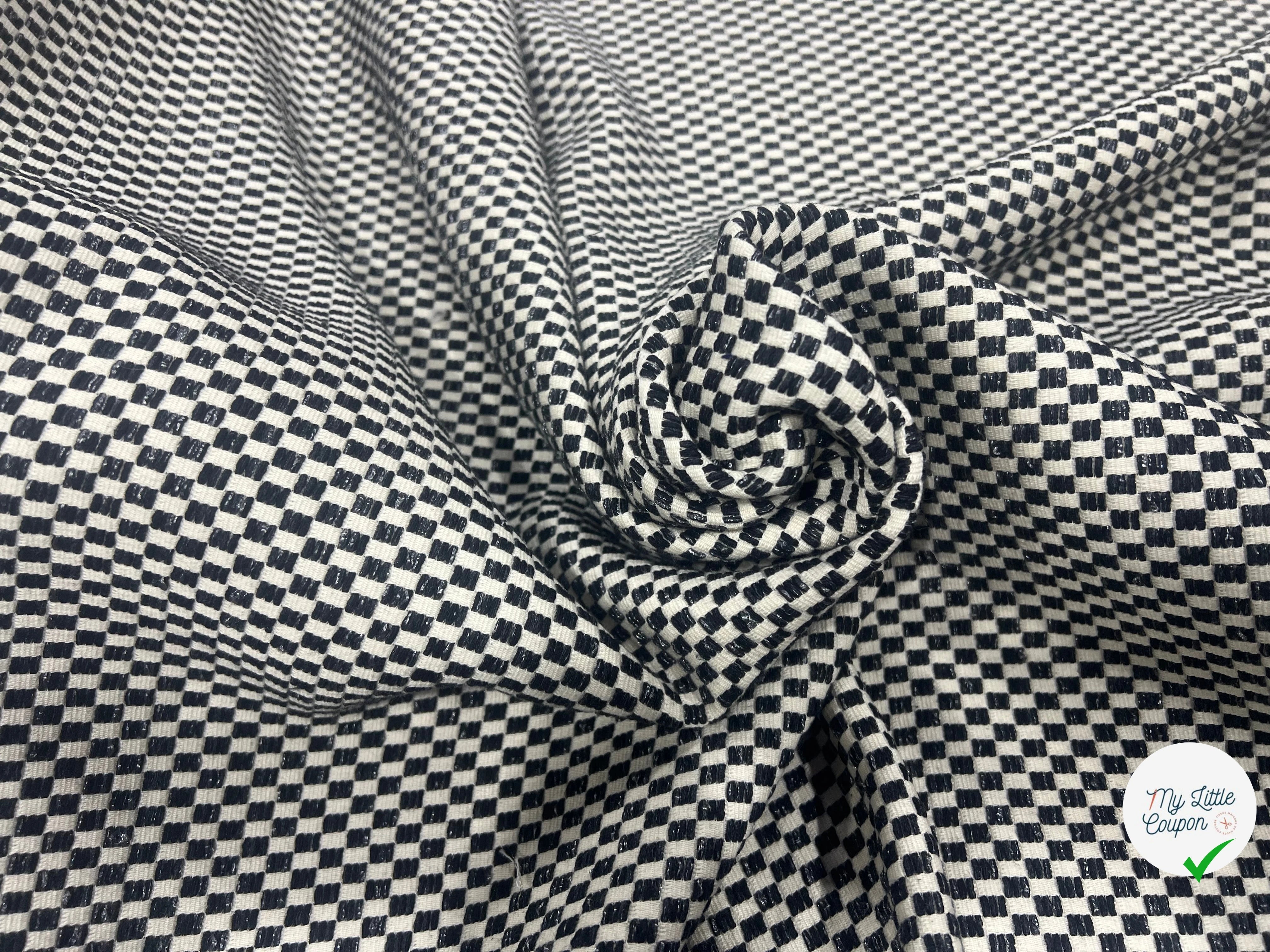 TWEED COTON CARREAUX BLANC & NOIR - My Little Coupon
