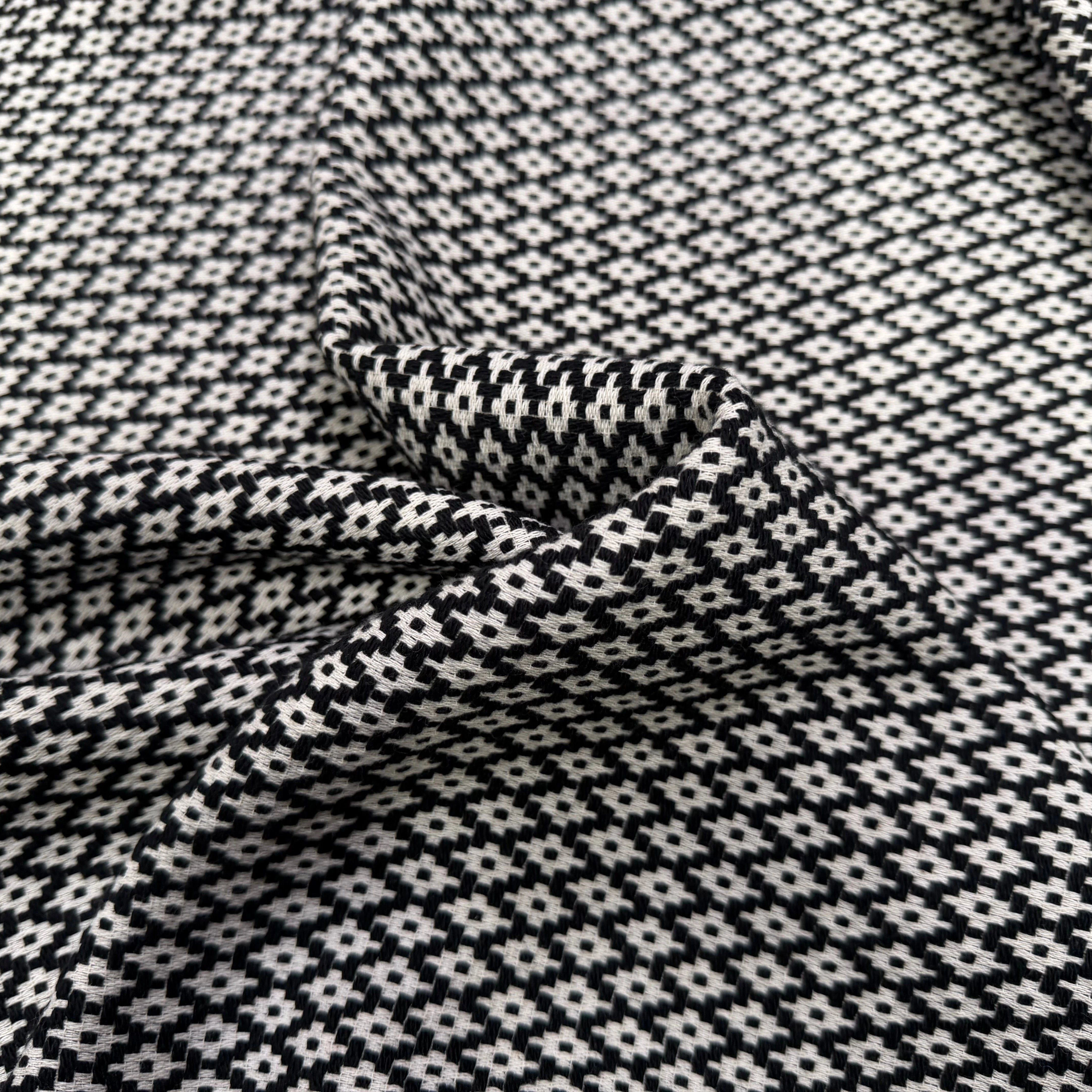 TWEED COTON LOSANGES NOIR ET BLANC - My Little Coupon