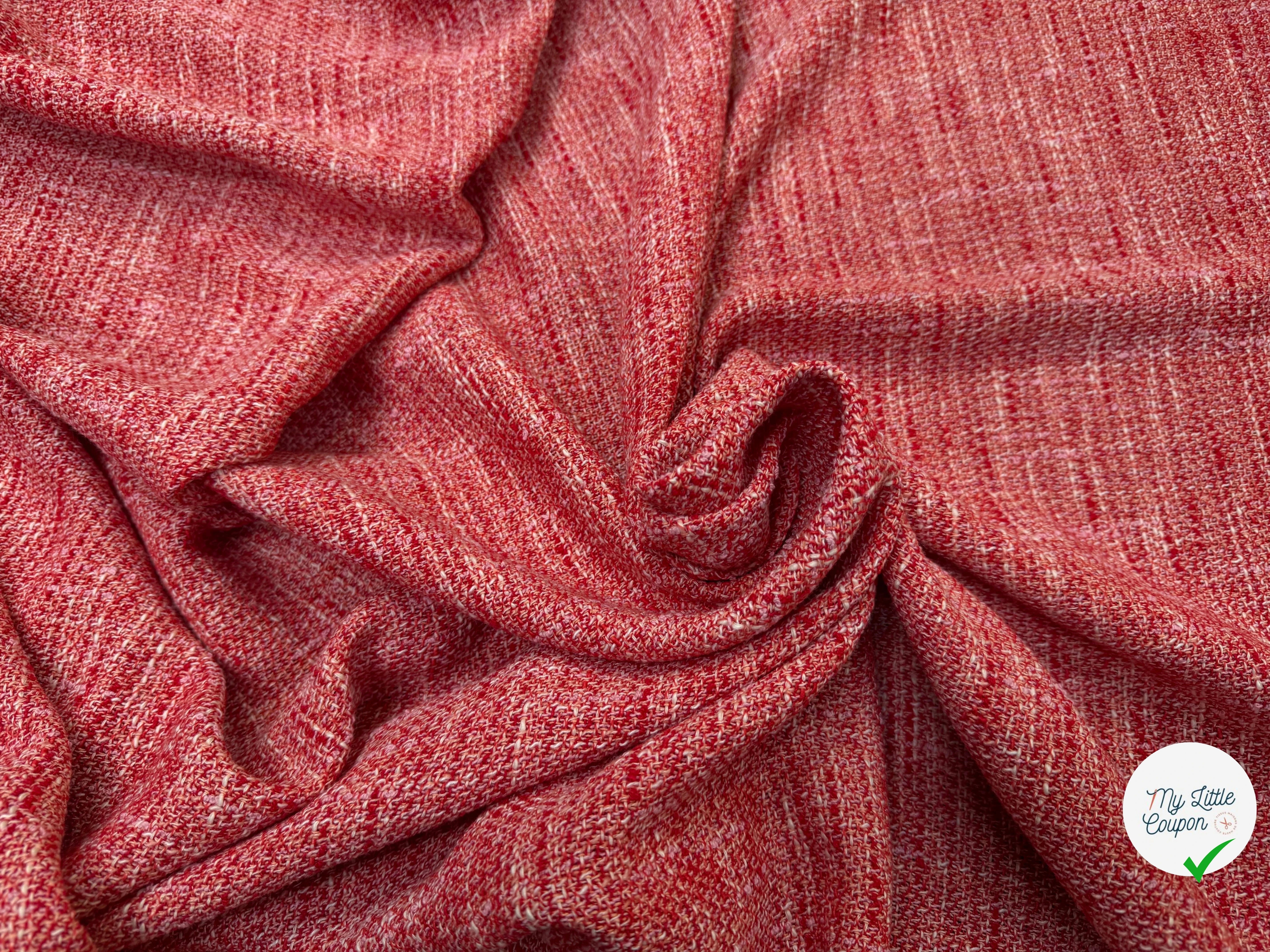 TWEED COTON ROUGE MI SAISON - My Little Coupon