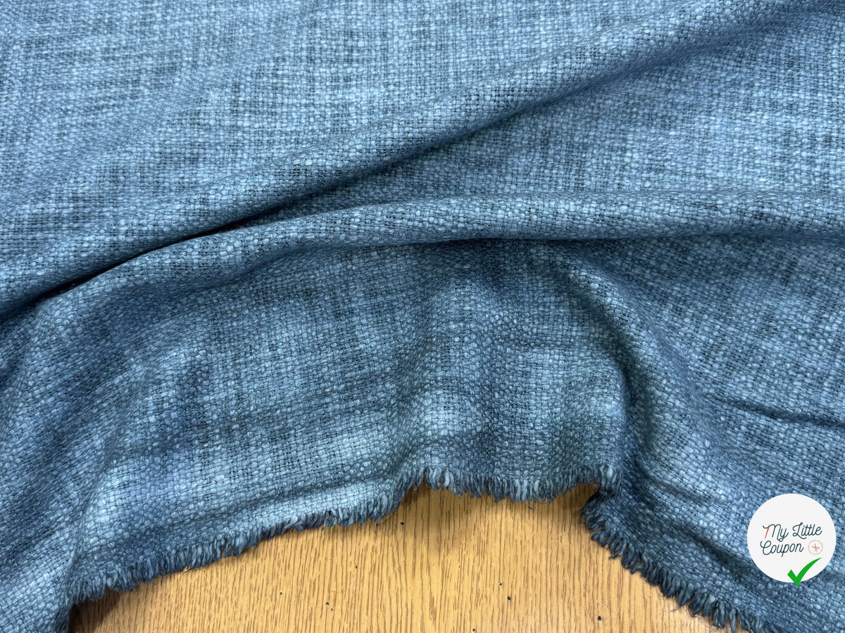 TWEED DE COTON CAMPAGNE BLEU MATIÈRE NATURELLE 100% COTON - My Little Coupon