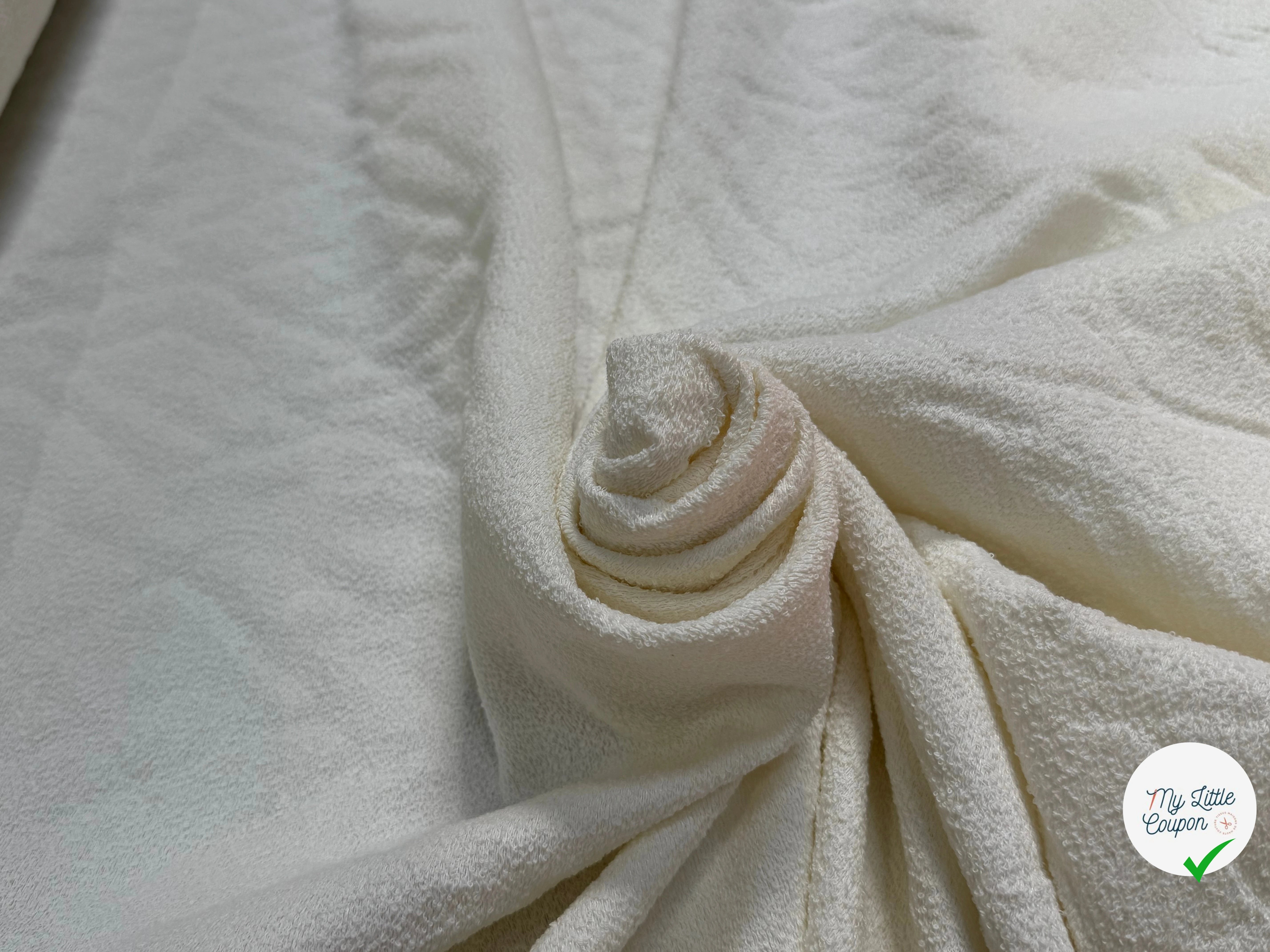 TWEED DE COTON MI-SAISON ASPECT ÉPONGE BLANC - My Little Coupon
