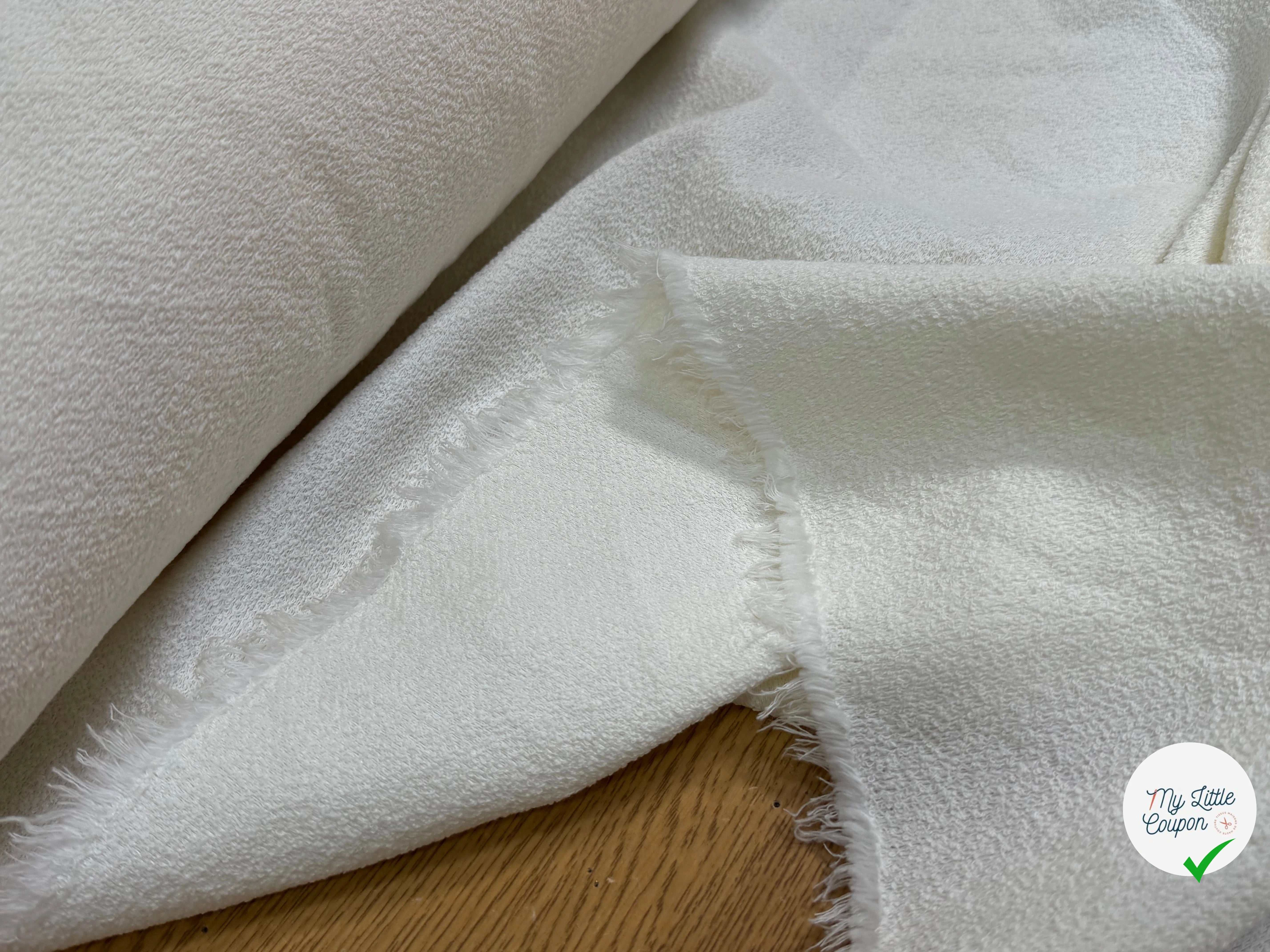 TWEED DE COTON MI-SAISON ASPECT ÉPONGE BLANC - My Little Coupon