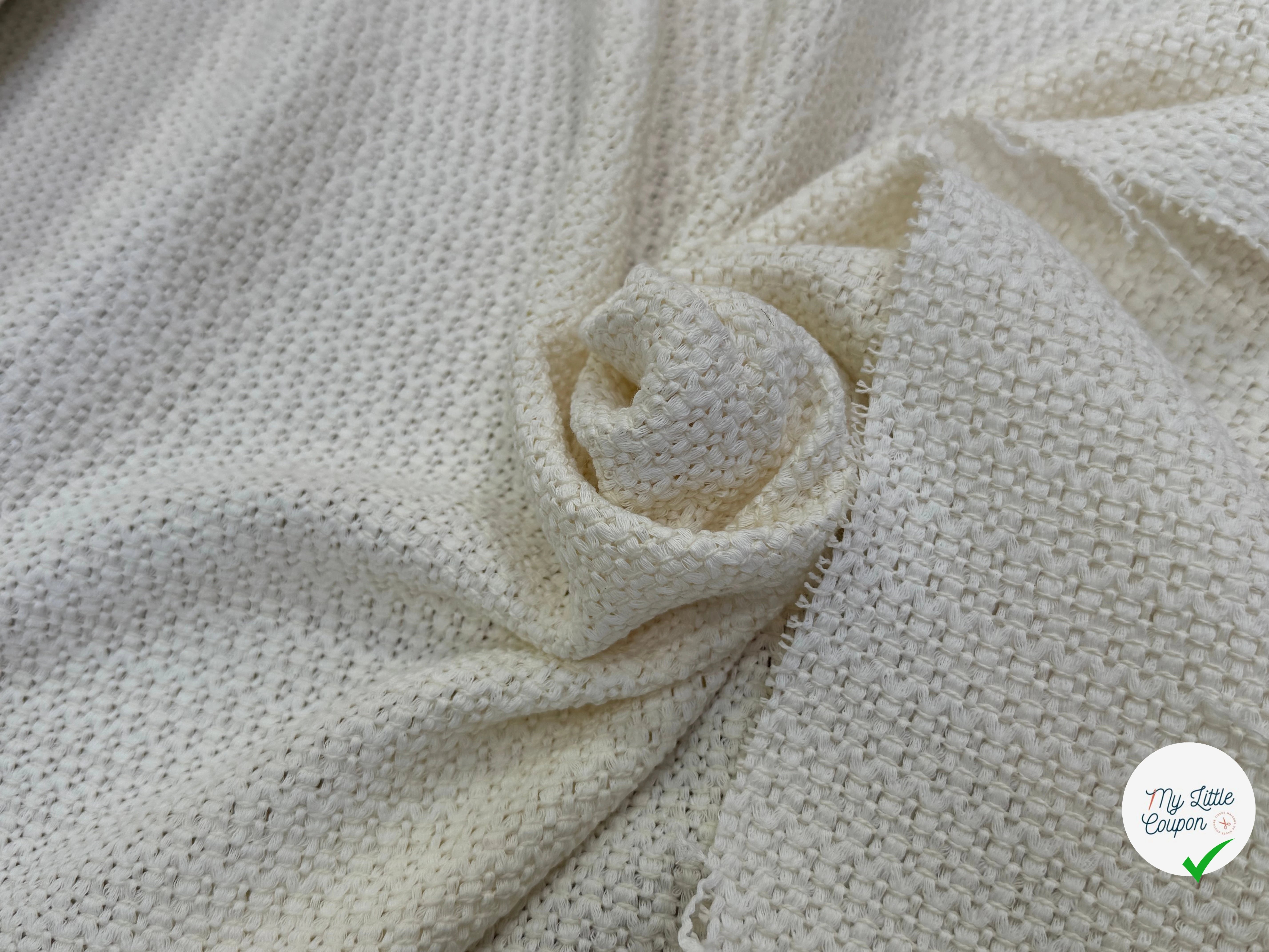 TWEED DE COTON TISSÉ PRESTIGE ULTRA BEAU BLANC CASSÉ - My Little Coupon