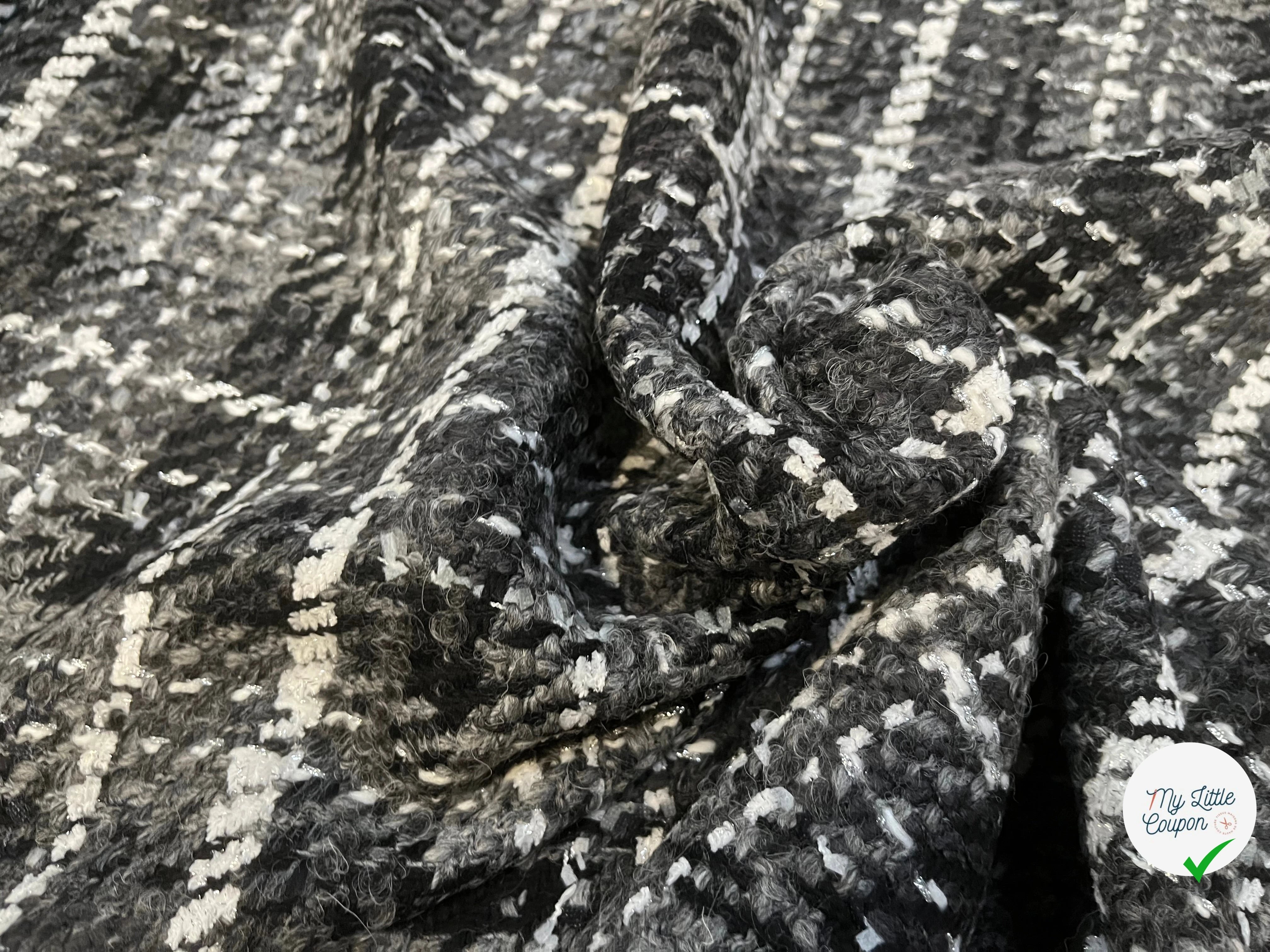 TWEED DE LAINE GRIS À CARREAUX BLANC ET NOIR PRESTIGE FRANCE - My Little Coupon