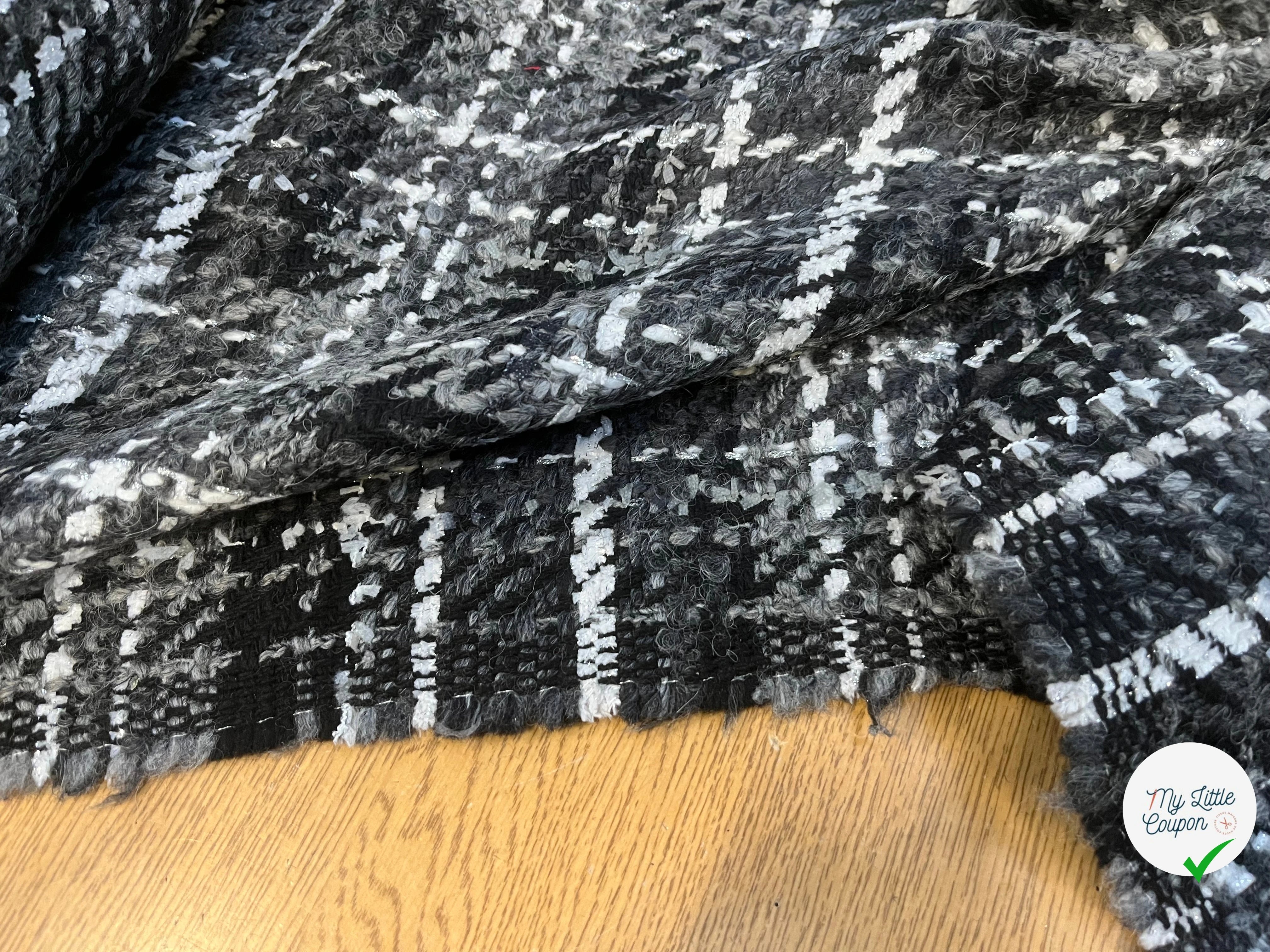 TWEED DE LAINE GRIS À CARREAUX BLANC ET NOIR PRESTIGE FRANCE - My Little Coupon