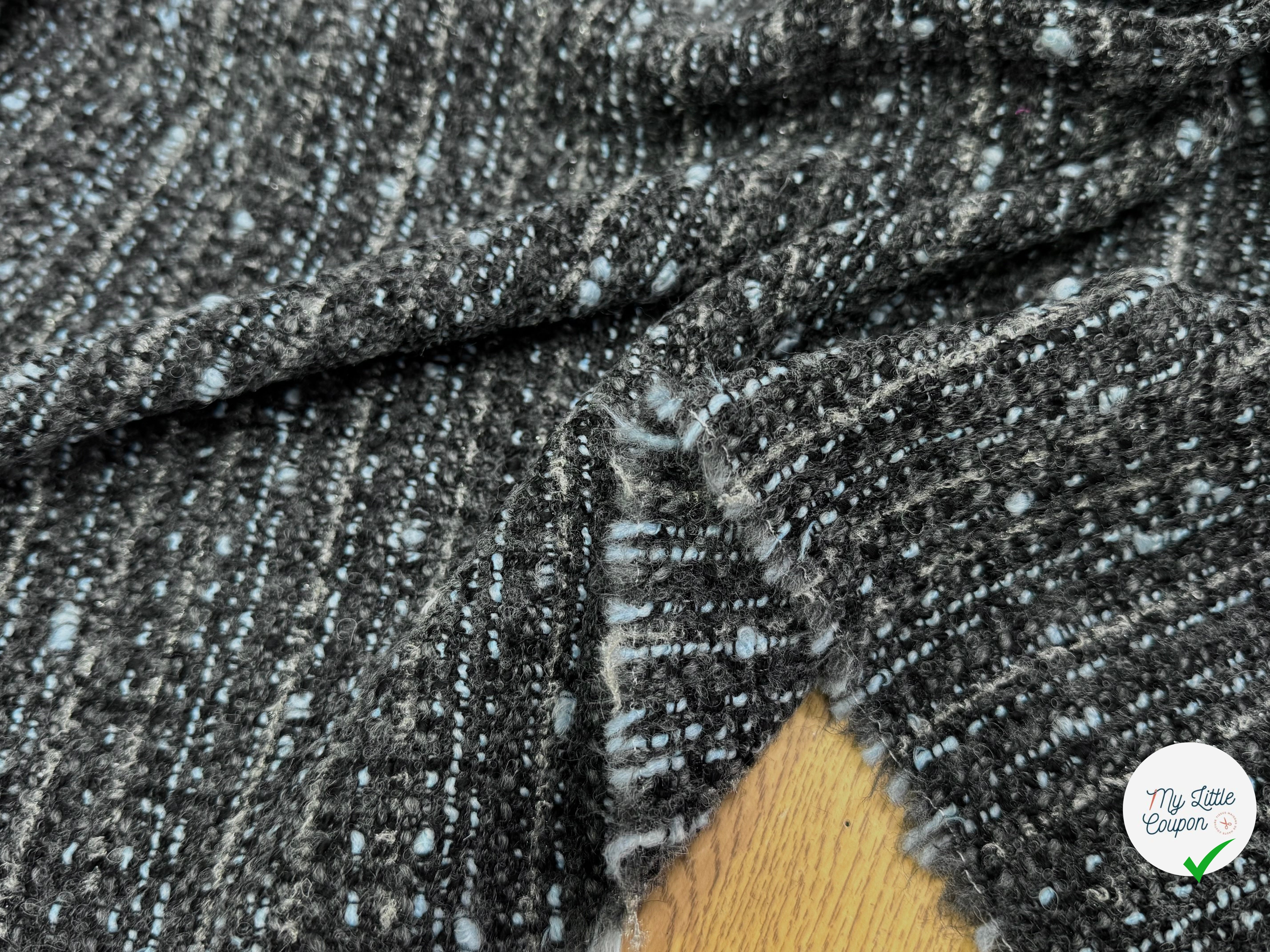 TWEED DE LAINE GRIS & BLUE 6% LUREX - My Little Coupon