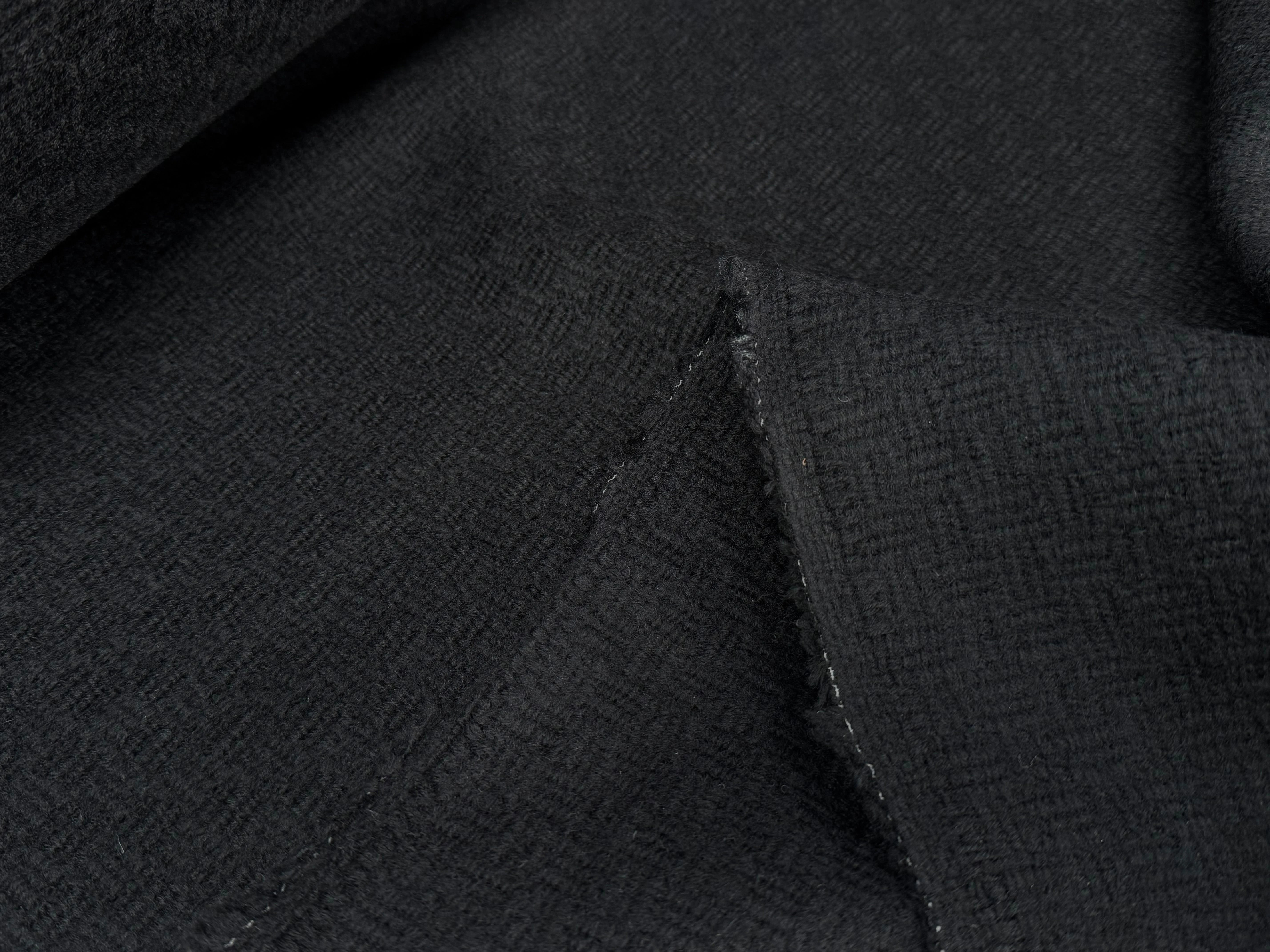 TWEED DE LAINE TEXTURÉ NOIR SUPERBE - My Little Coupon