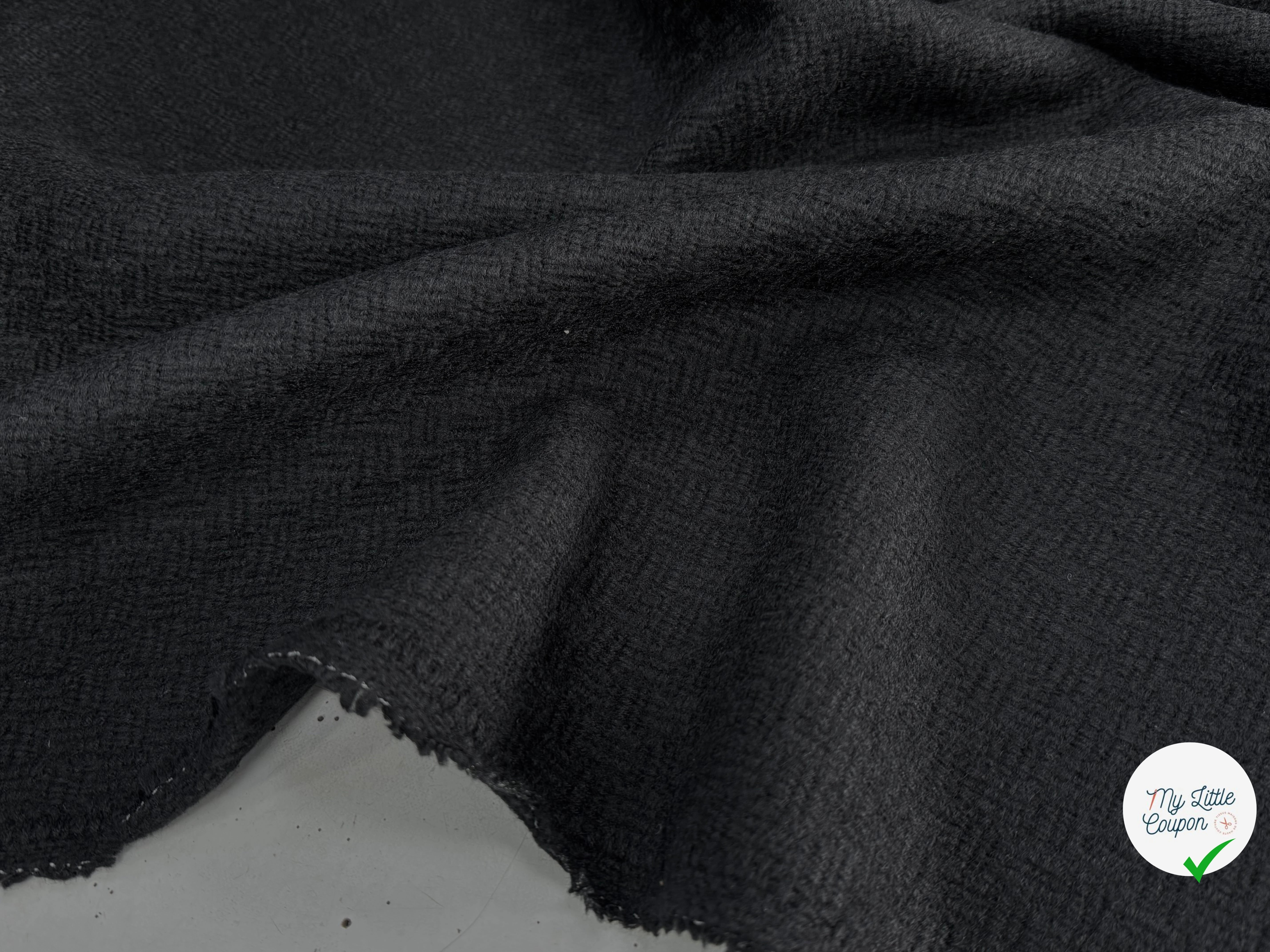 TWEED DE LAINE TEXTURÉ NOIR SUPERBE - My Little Coupon