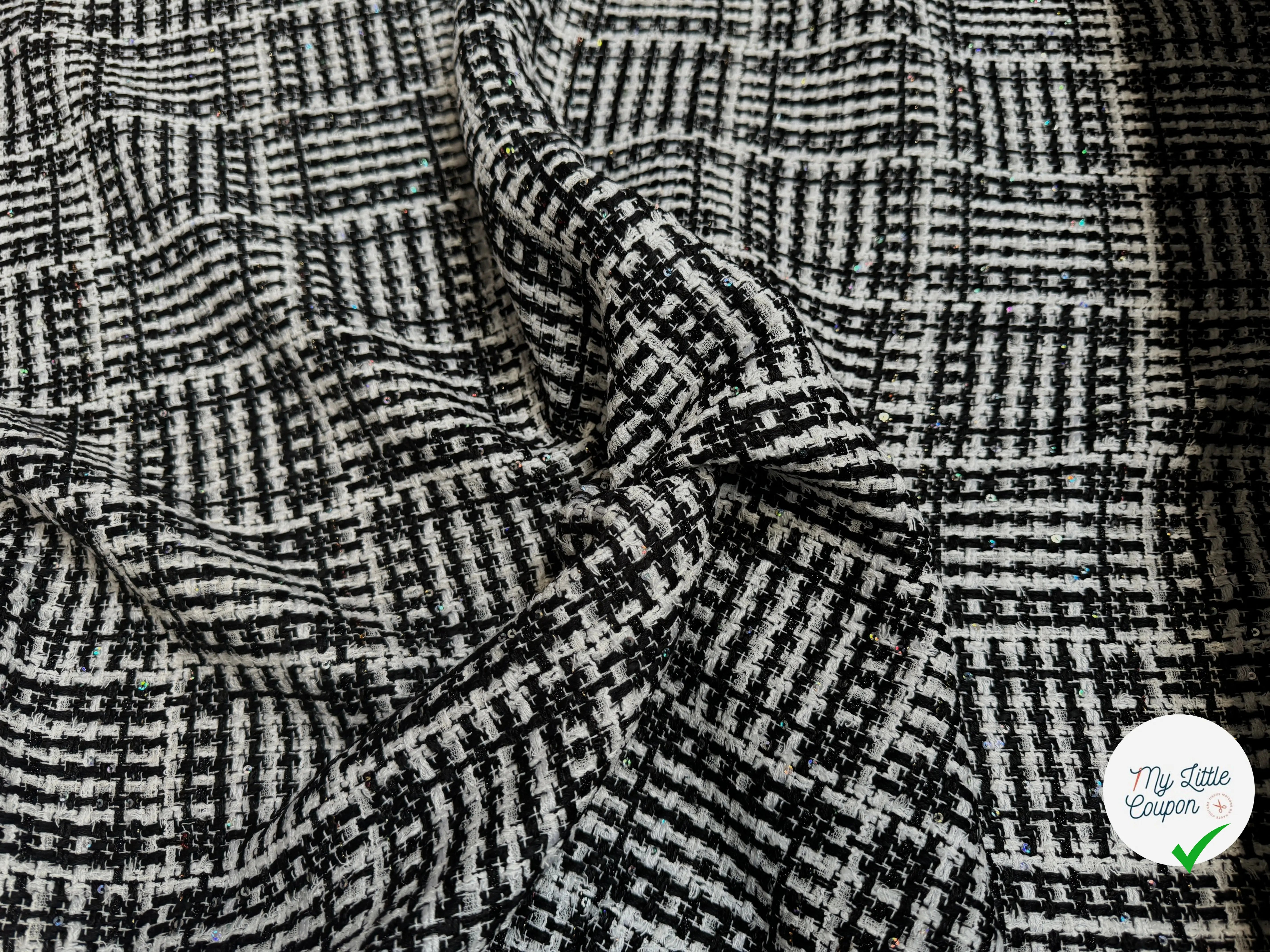 TWEED DE PRESTIGE NOIR & BLANC FABRICATION FRANÇAISE - My Little Coupon