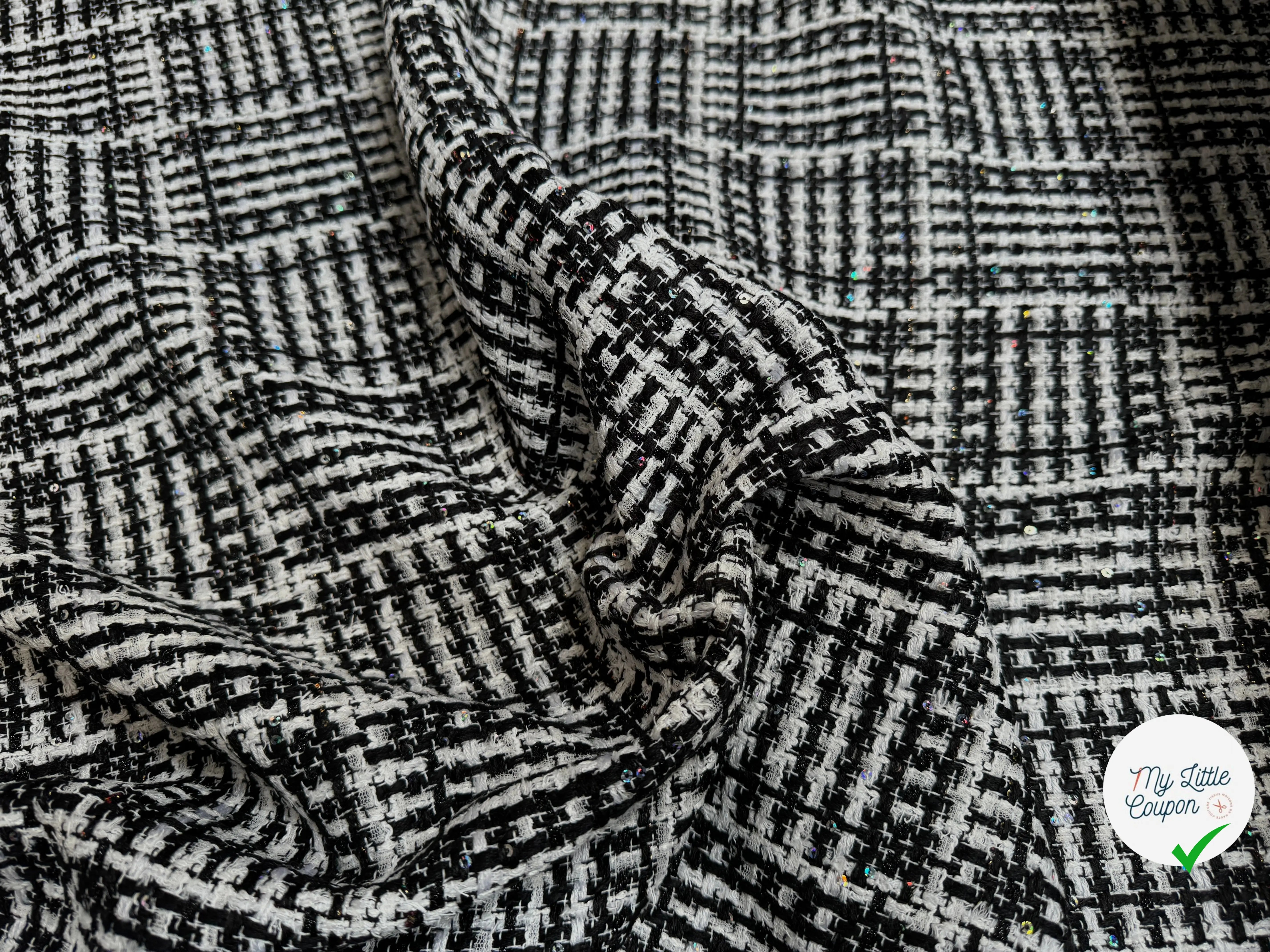 TWEED DE PRESTIGE NOIR & BLANC FABRICATION FRANÇAISE - My Little Coupon