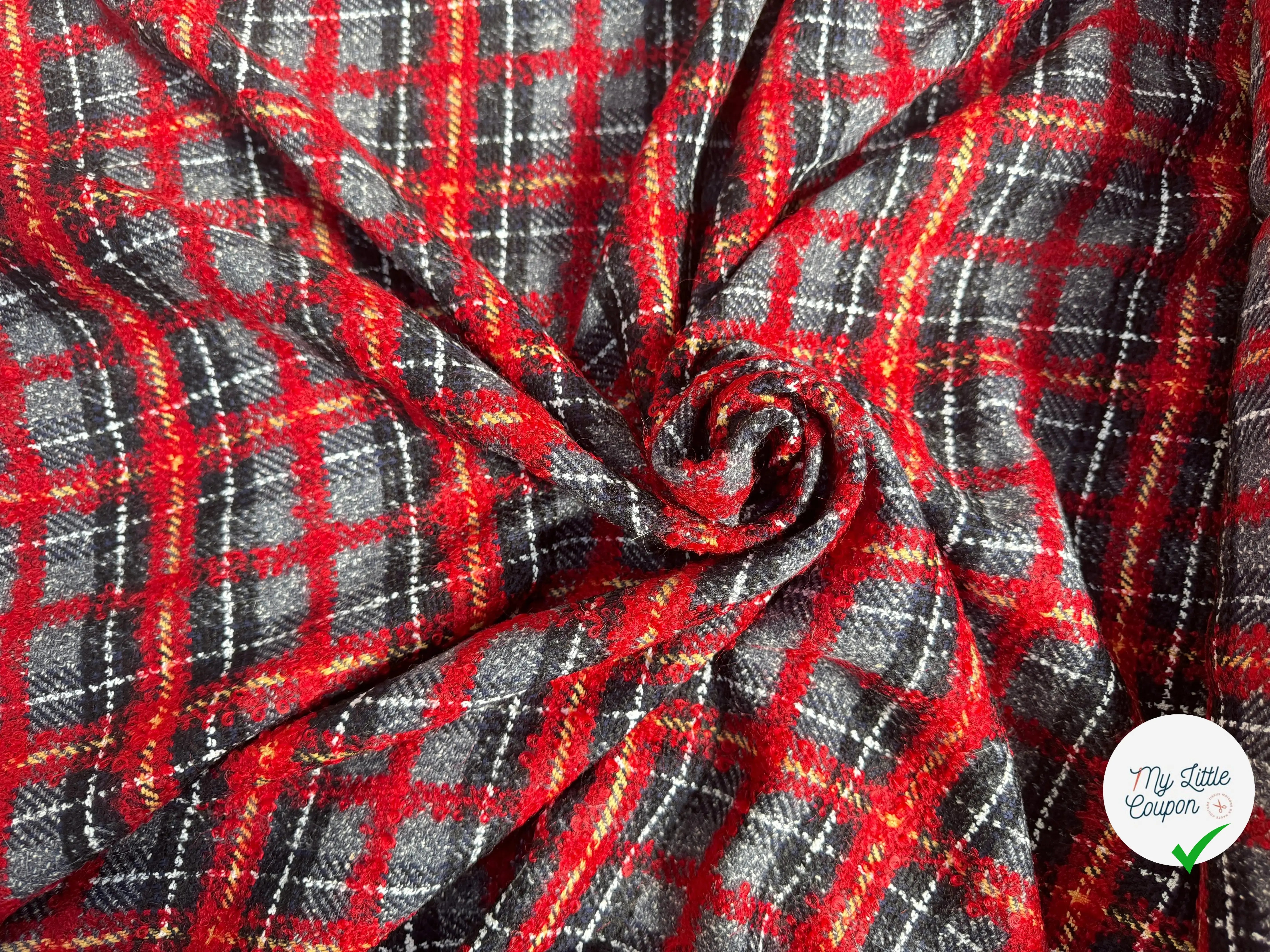 TWEED ÉCOSSAIS ÉCLAT ROUGE MADE IN FRANCE - My Little Coupon