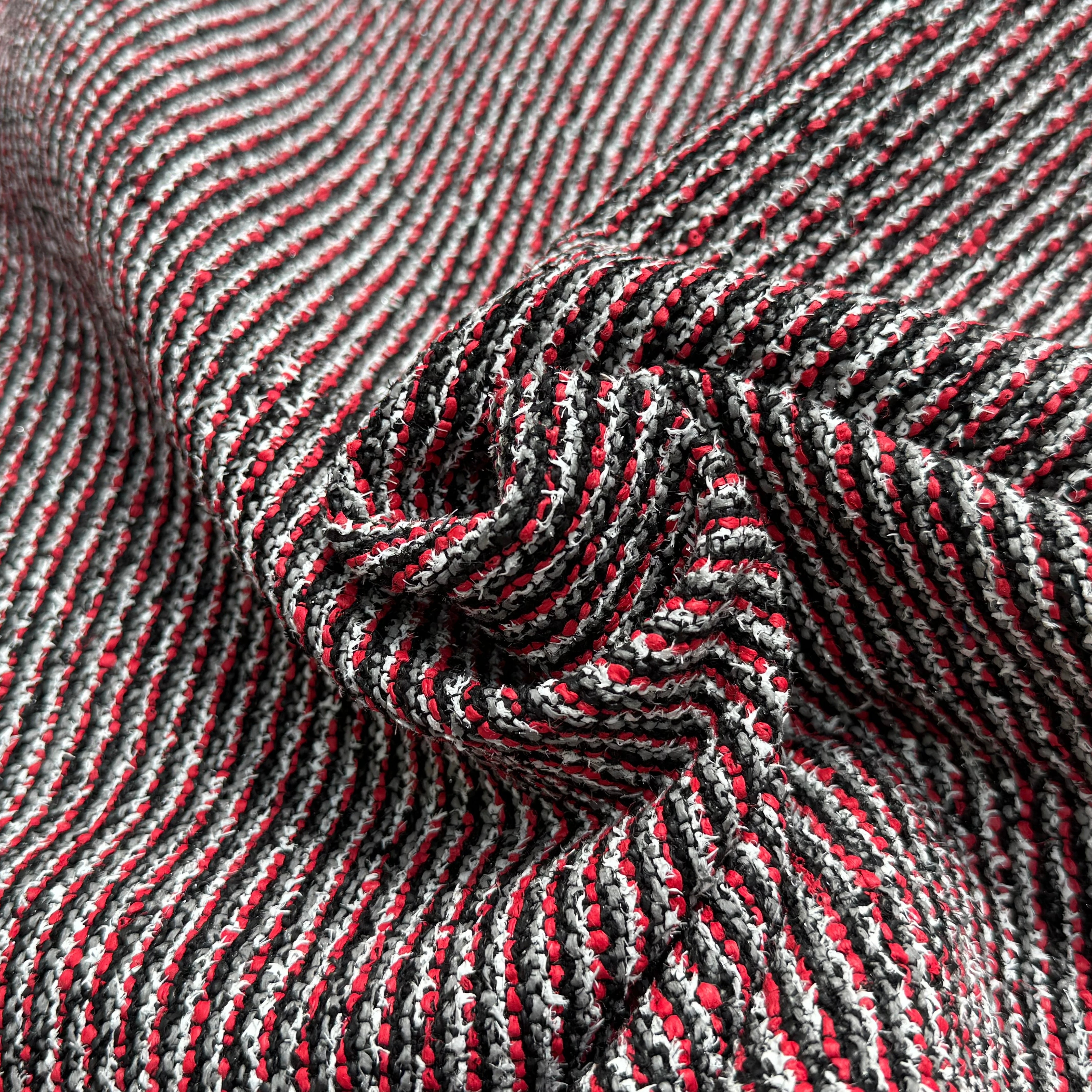 TWEED JACQUARD 24% COTON 52% LIN GRIS ROUGE - My Little Coupon