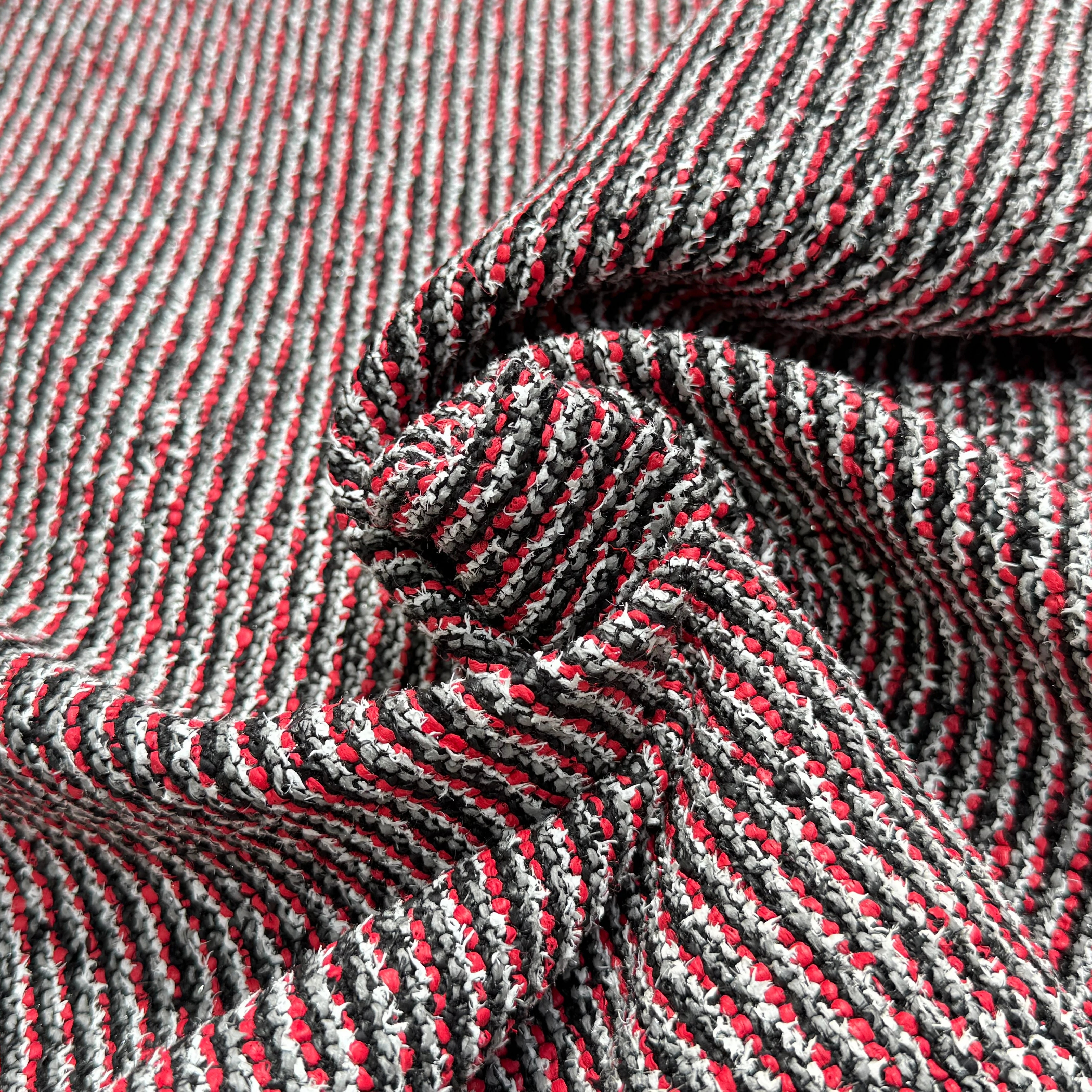 TWEED JACQUARD 24% COTON 52% LIN GRIS ROUGE - My Little Coupon